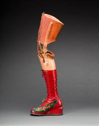 Prosthetic leg with leather boot. Museo Frida Kahlo. Photograph Javier Hinojosa. © Diego Rivera and Frida Kahlo Archives, Banco de México, Fiduciary of the Trust of the Diego Rivera and Frida Kahlo Museums