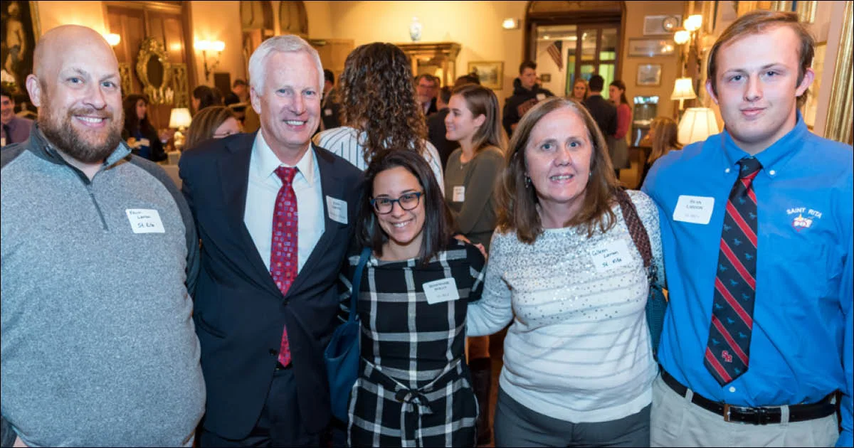 Mr. Larson, John Griffin '69, Rosemarie Boldt, Mrs. Larson and Ryan Larson '19 recently represented St. Rita by attending the Irish Fellowship Club Reception in honor of the IFC's strong commitment to Catholic education.