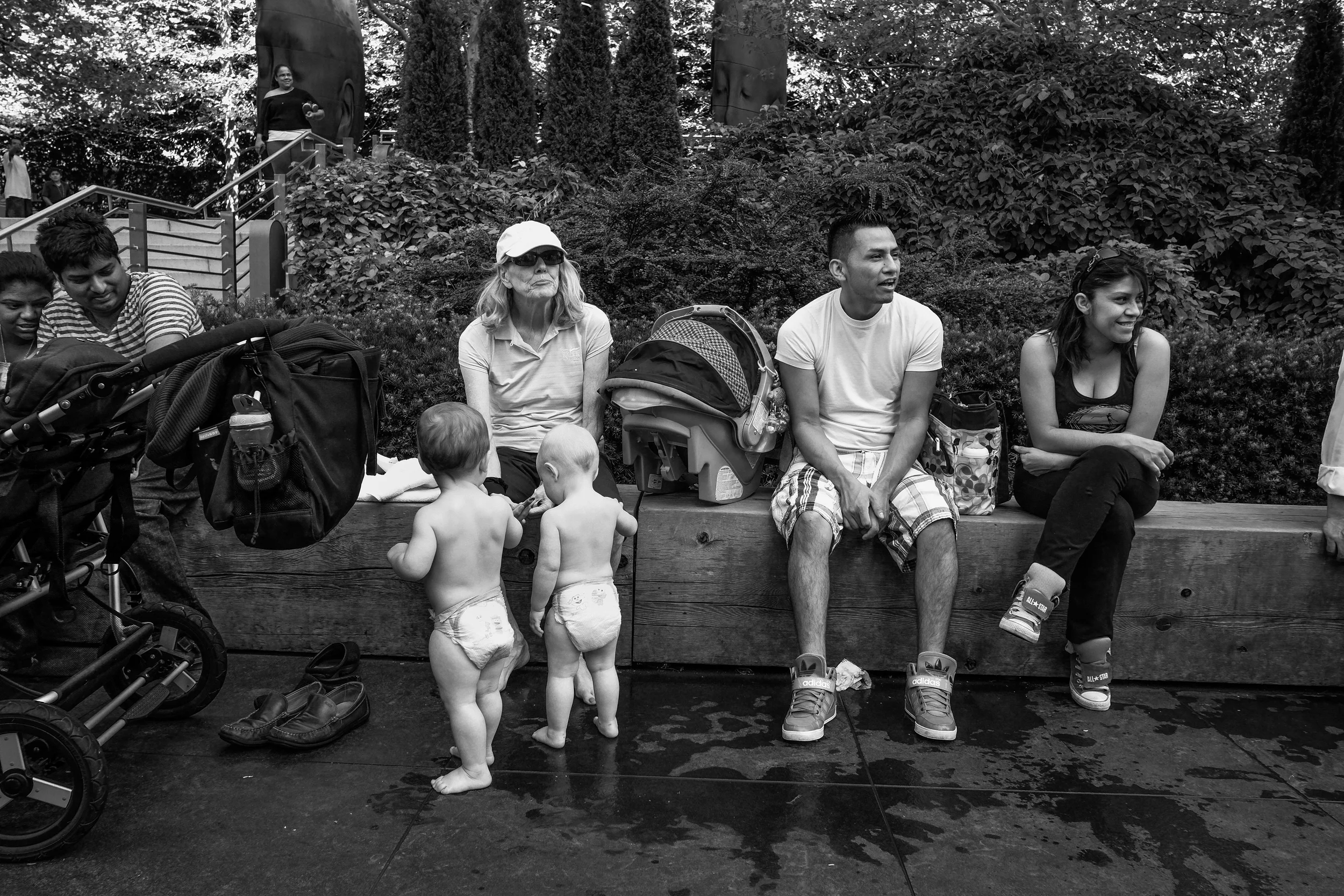 sitting on a wall in Chicago