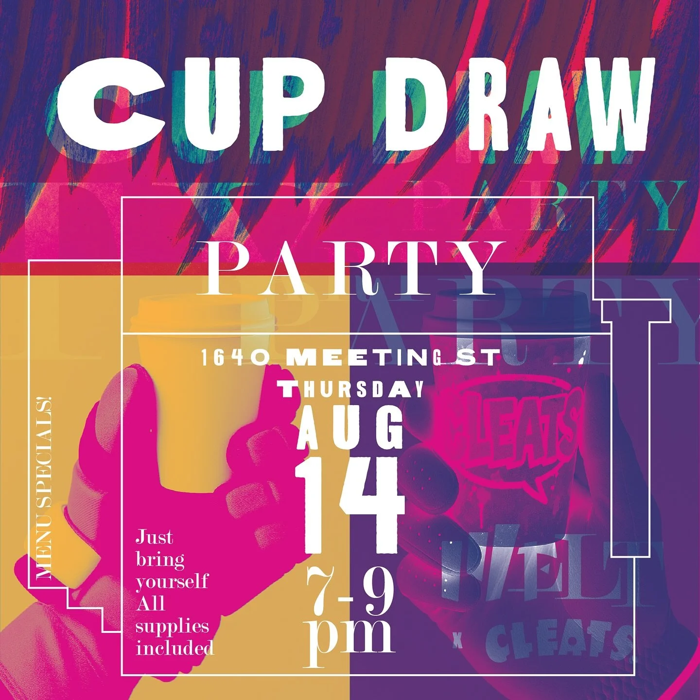 ποΈAlrighty, friends. Mark your calendars. @cleats_chs and @meltcharleston will be doing another creative party making making custom cups! This will be the similar format to a draink and draw but will be drawing on what we drink from π Well keep the
