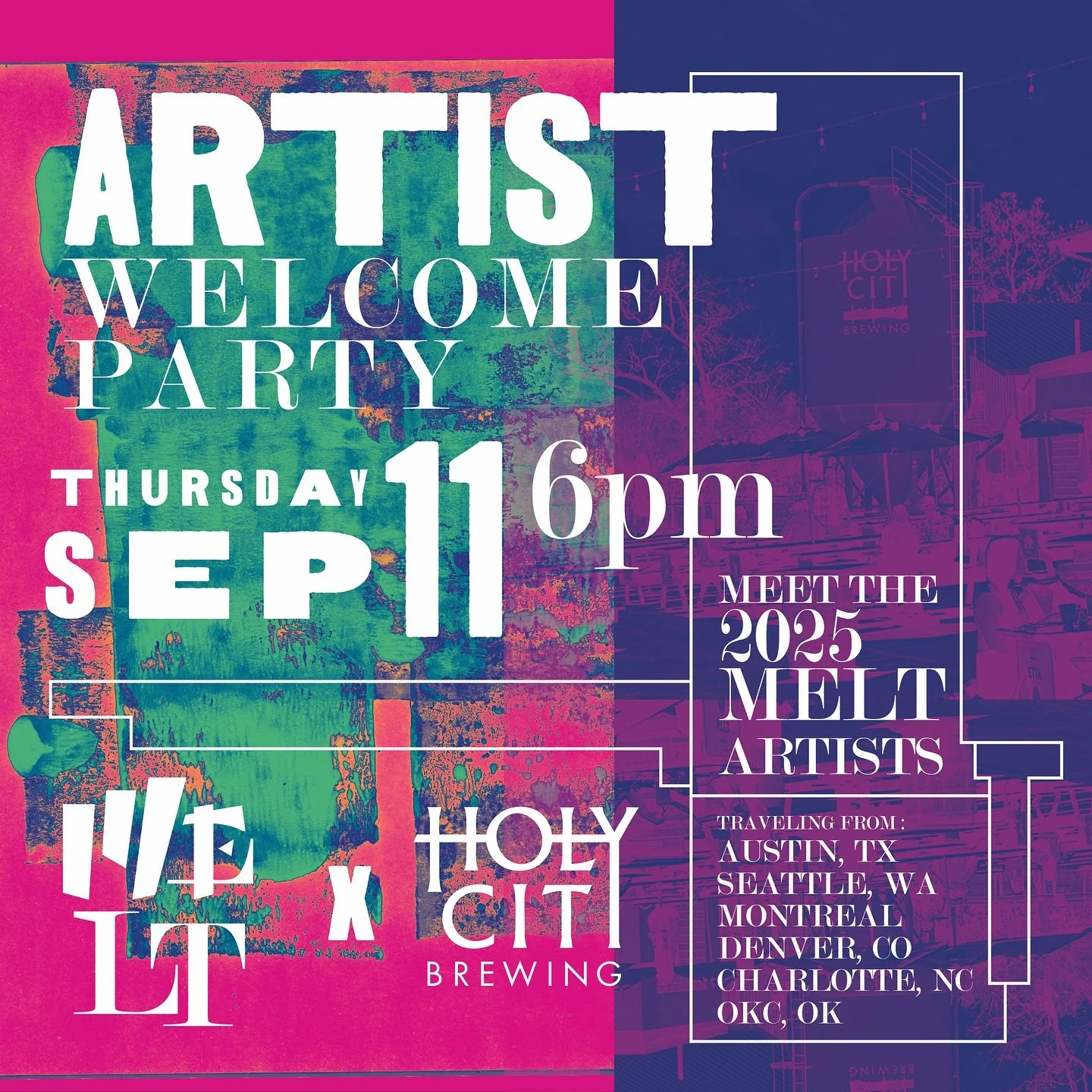 Join us as we welcome all of our artists for MELT 2025. These incredible talents are traveling in nationally and internationally to craft some stellar things for @meltcharleston . Let’s give them a proper Charleston welcome! Thank you @holycity