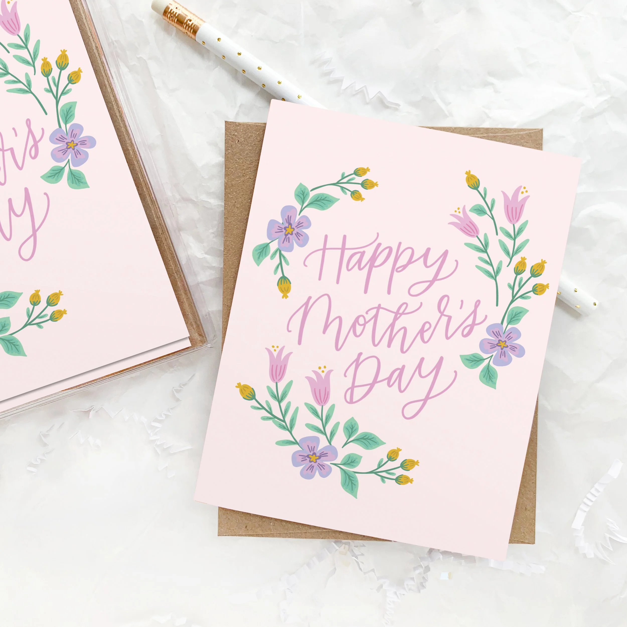 Pink Spring Florals Mother's Day Greeting Card