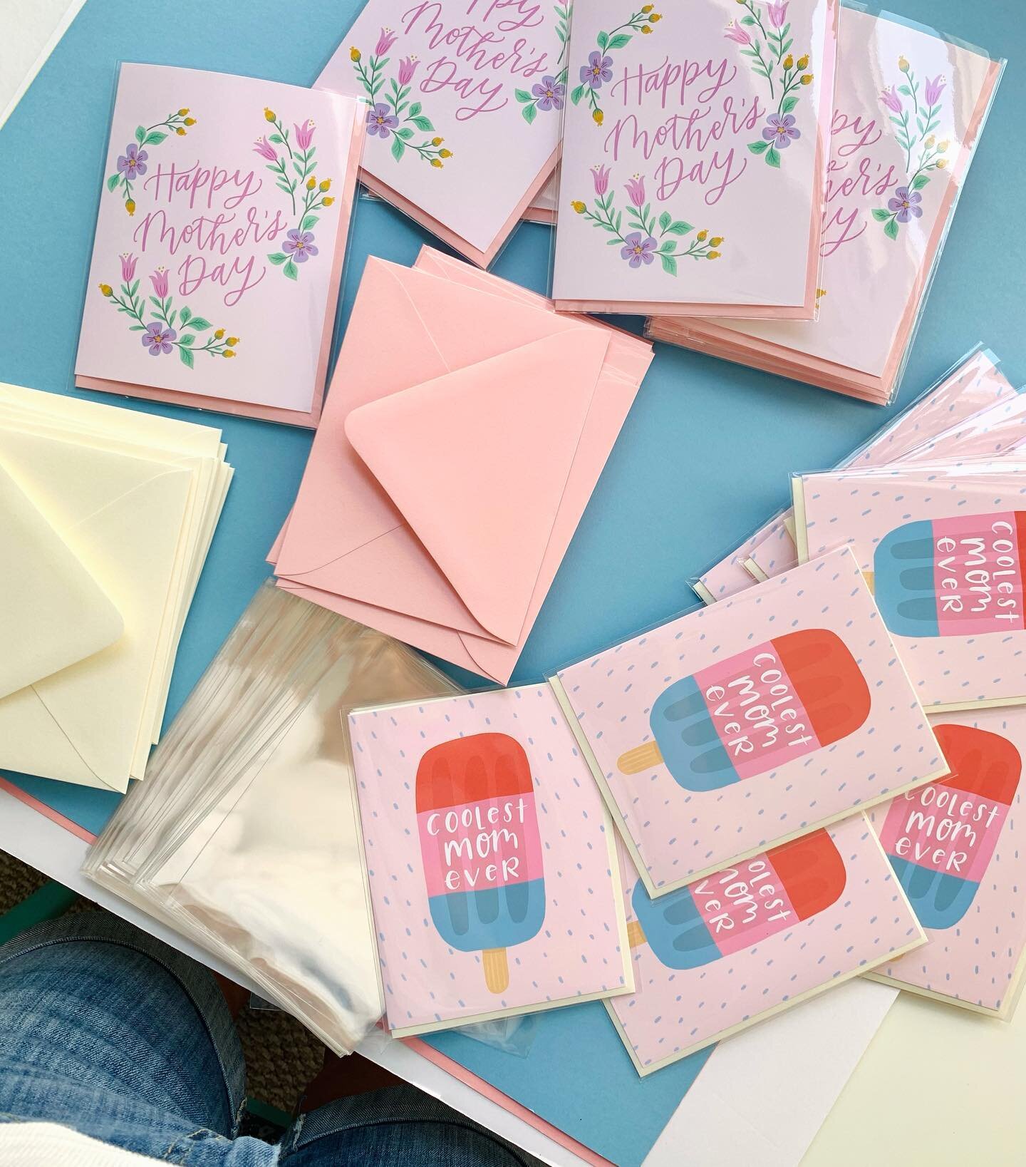 Mother&rsquo;s Day market prepping! So excited to be a vendor in the @thrivemotherhood spring pop-up market tomorrow 5/13 at @lafayettevillage! Come see me &amp; the amazing local vendor lineup from 9am-1pm. I&rsquo;ll have Mother&rsquo;s Day cards, 