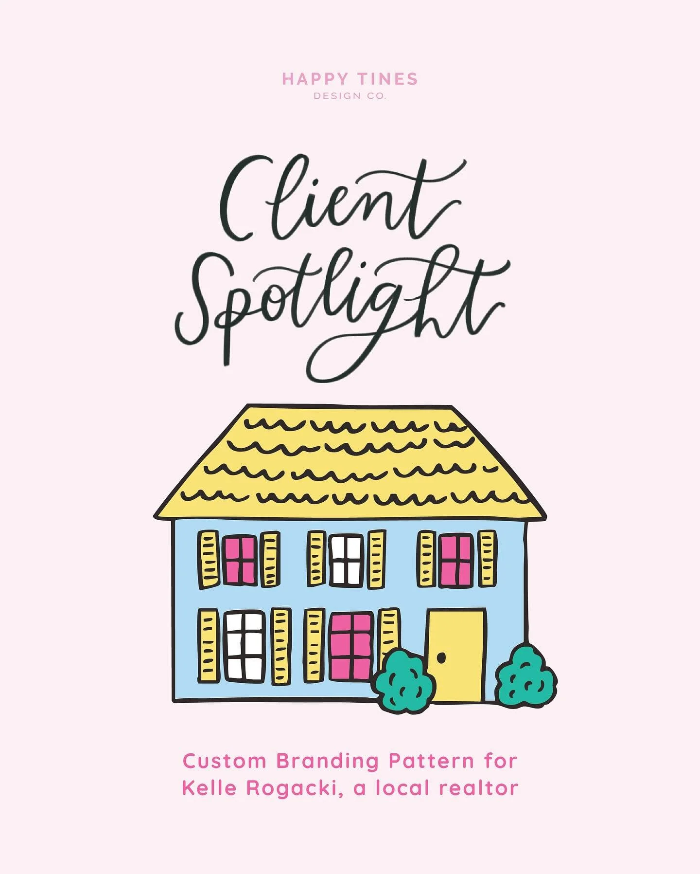 ✨ CLIENT SPOTLIGHT ✨ I had the absolute joy of creating a custom illustrated pattern for @kelle.rogacki_realtor &mdash; a local Cary/Apex realtor. Kelle wanted something that felt bright, cheerful, and so her&mdash;a colorful house pattern to reflect