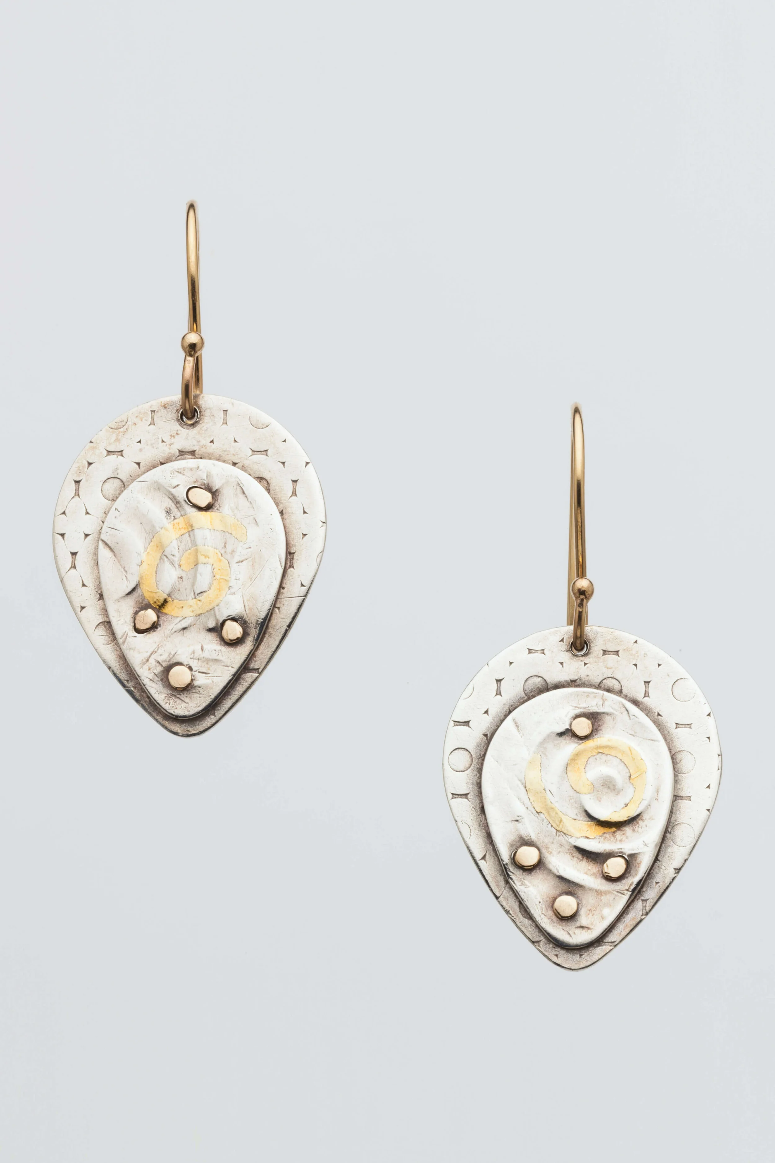 Layered Teardrop Earrings with Rivets