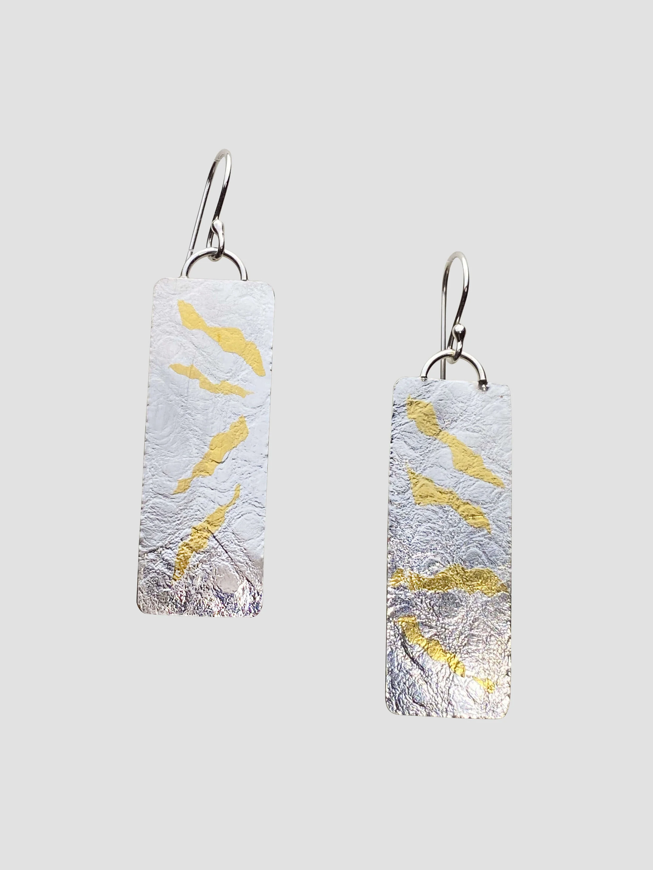 Loop Top Silver Earrings with Gold Design