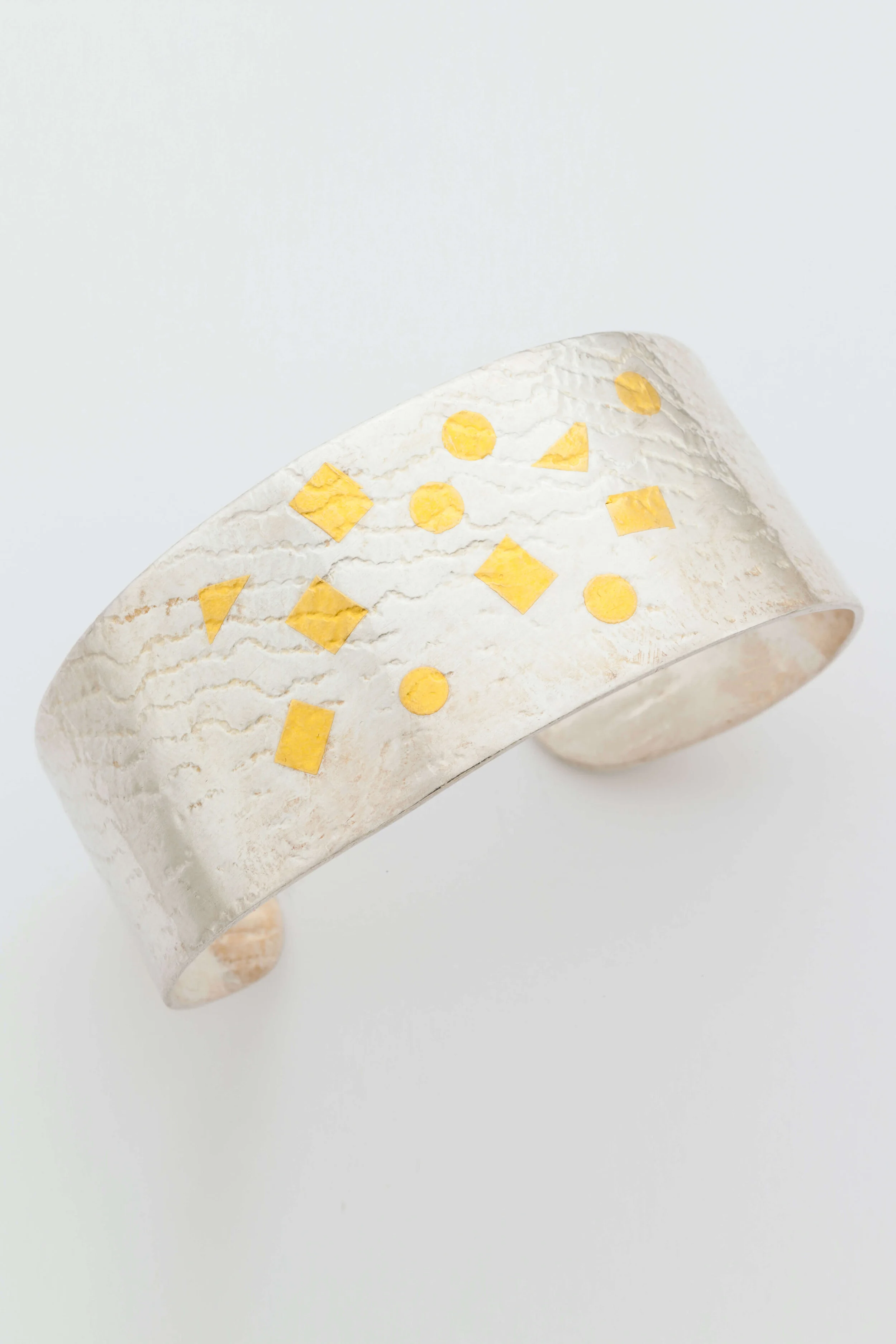 Lace Printed Cuff with Gold Geometric Shapes