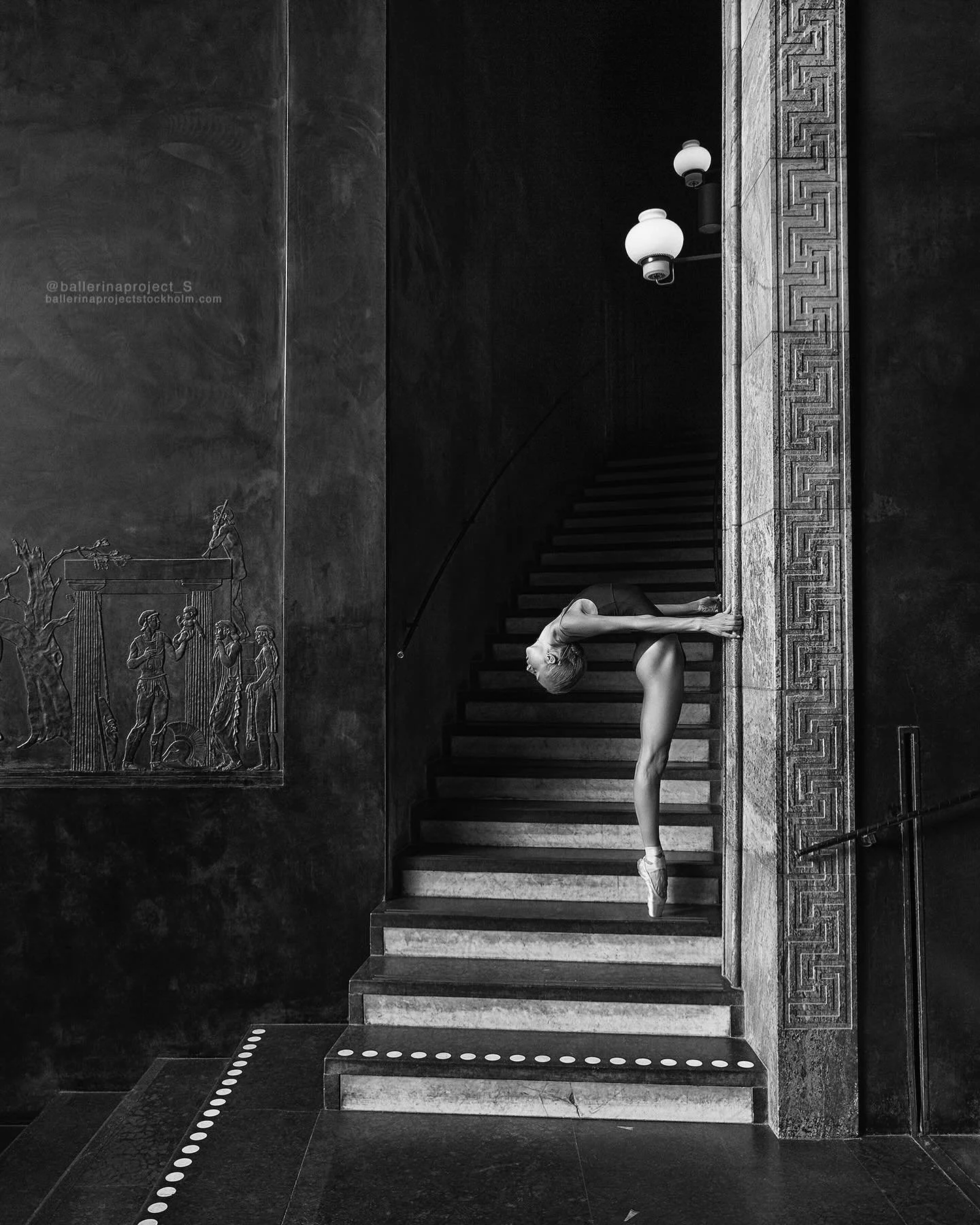New fine art print &rdquo;ballerina at Stockholm city Library Nr.8&rdquo; Link in bio. Photo: @photographermaxmoden Ballerina: @lovisaenholm for the @ballerinaproject_s Print: @maxmadegallery #ballerina #pointe #ballet #bw #ballerinaproject #instabal