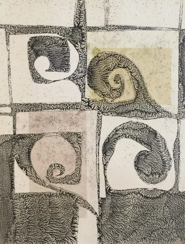 Untitled, 2016, monoprint with chin colle, 26" x 20"