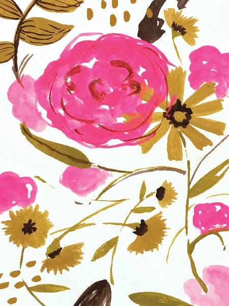 marigiolds and roses, goauce on paper