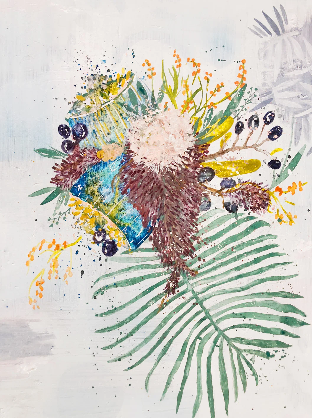 Secret Garden 2, Acrylic + Goauche on Wood Panel