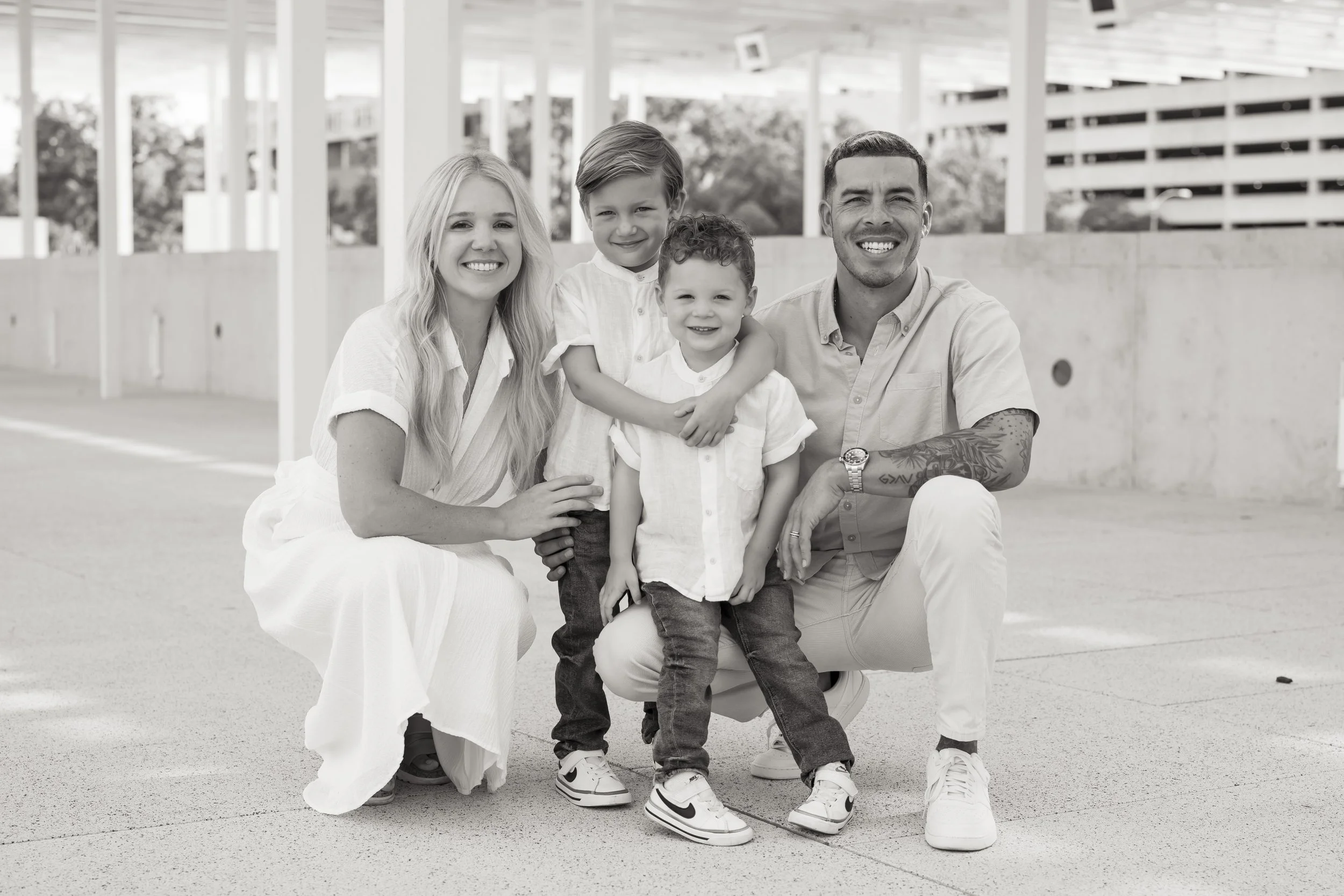 black and white Family photography in Greenville, SC