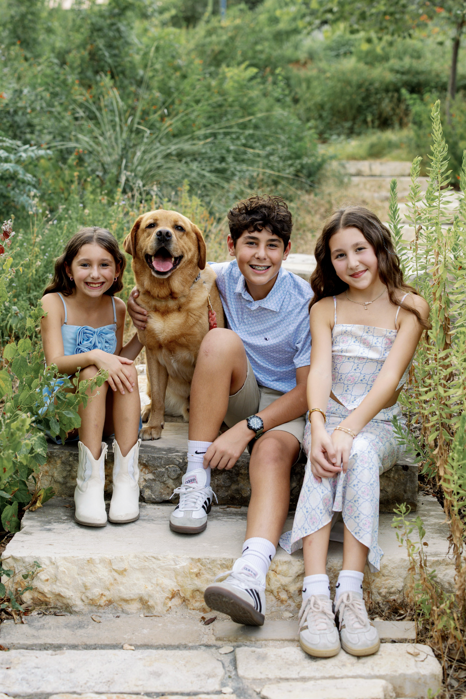 kids with dog at family portrait by melissa glynn