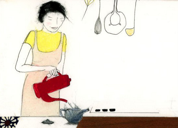 Red Tea Pot (cropped) by Risa Salsberg of ediblepoetry on etsy.