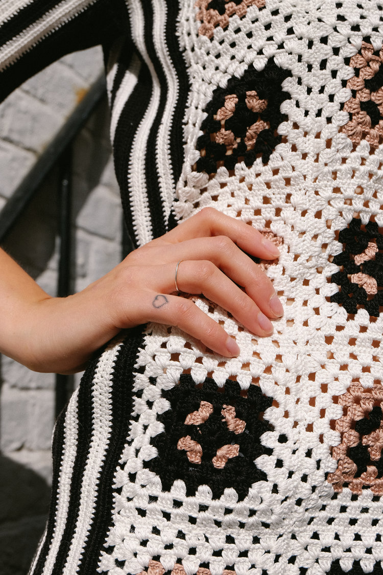 Daisy wears: Tia Crochet tunic | Handmade by Peruvian artisans | &nbsp;SHOP HERE