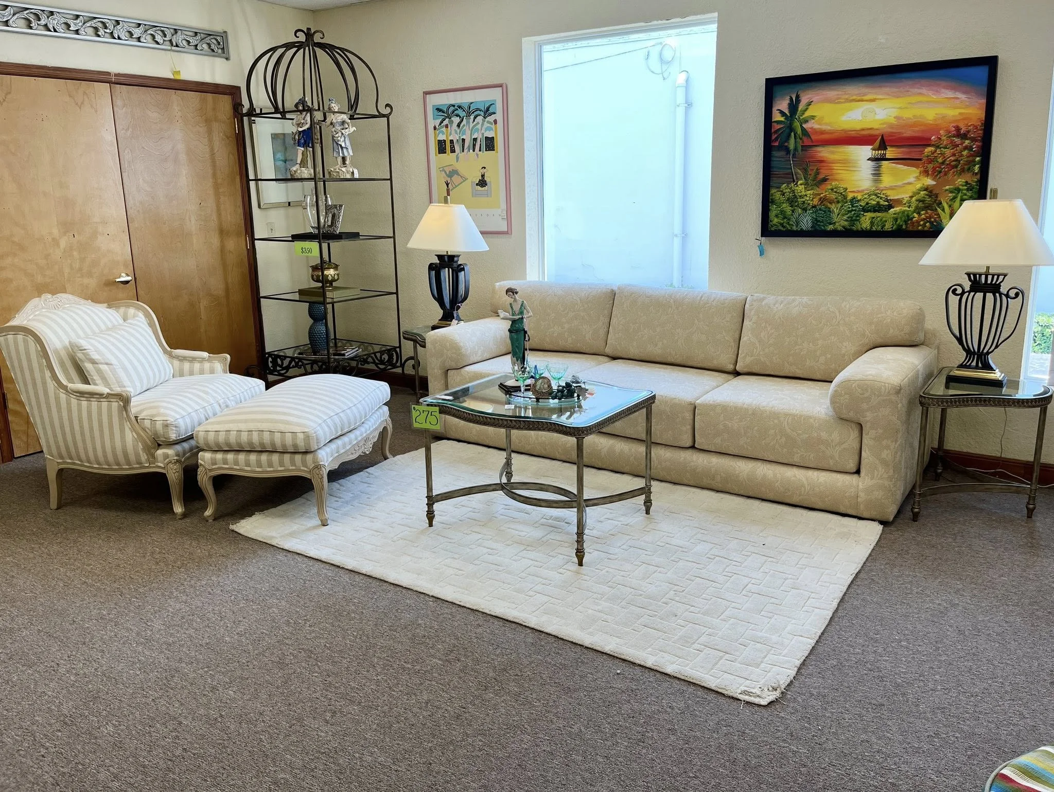Post Modern Sofa, Bergere Chair w/ Ottoman