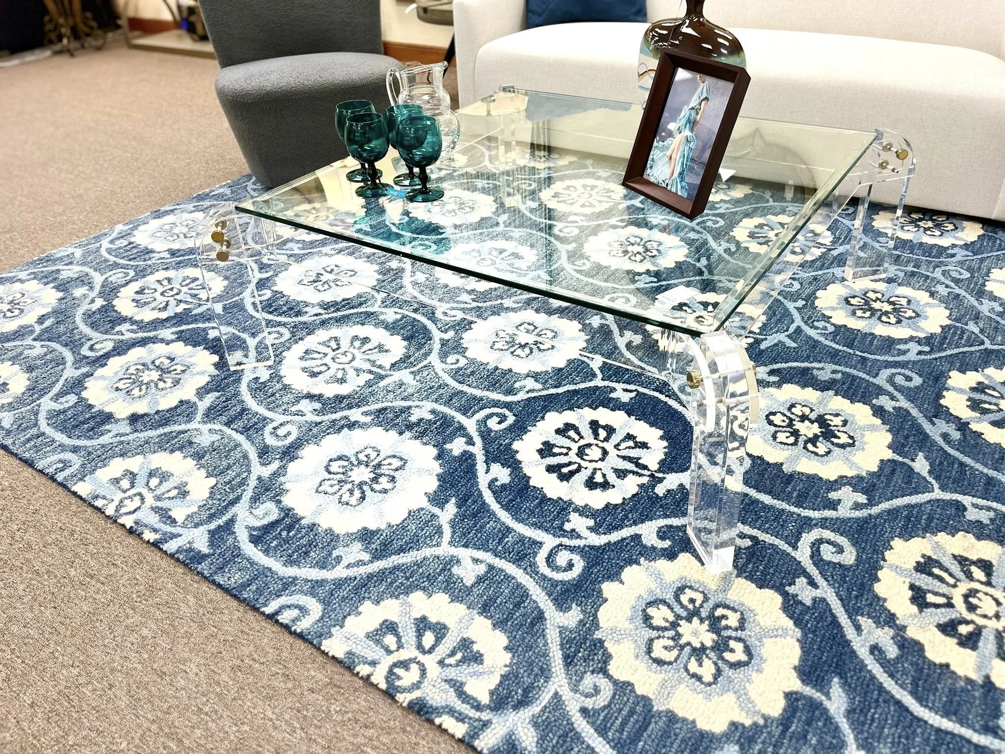 Great Rug, Acrylic Coffee Table
