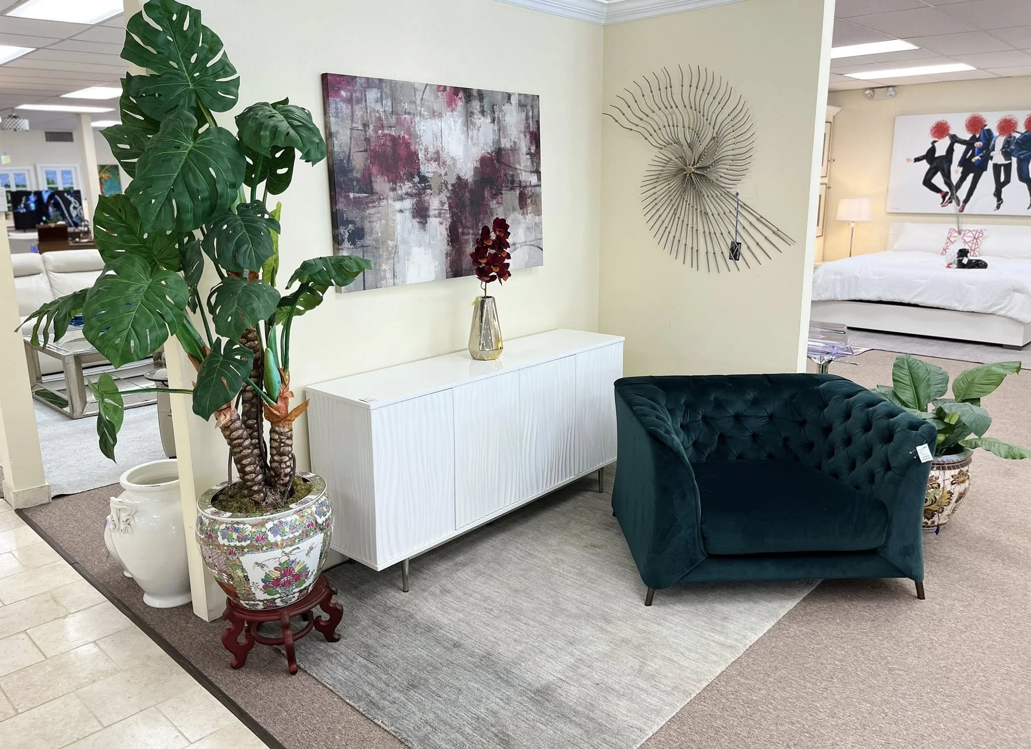 White Credenze with Wavy Doors, Natuzzi spa Chair