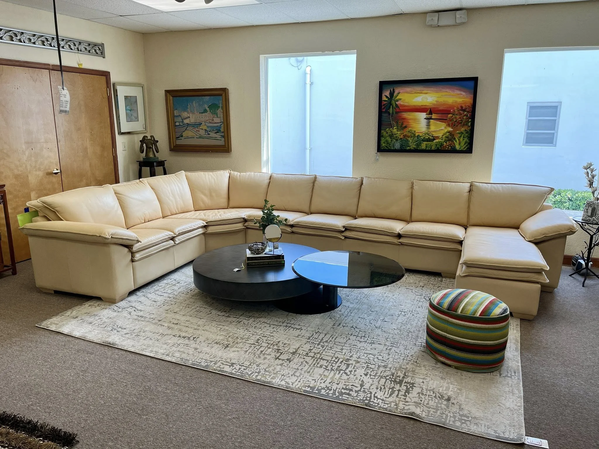 Design NS Leather Sectional, Cattelan Italia Arena Bond Coffee Table