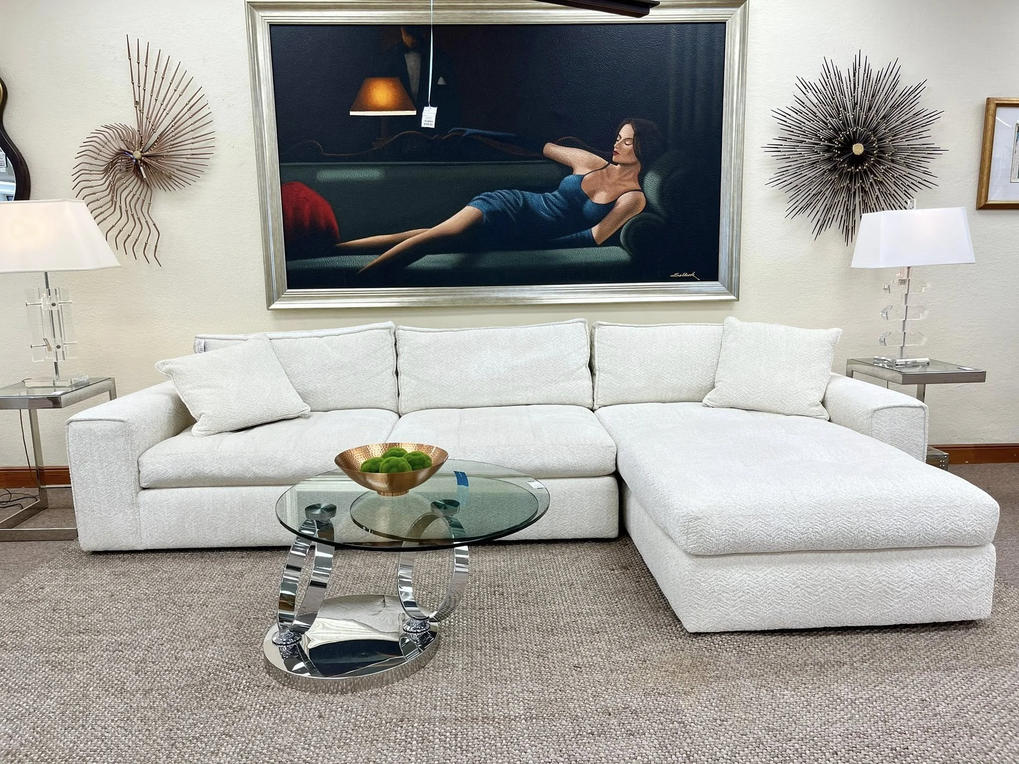 Bernhardt Sectional, Along Came a Spider Art