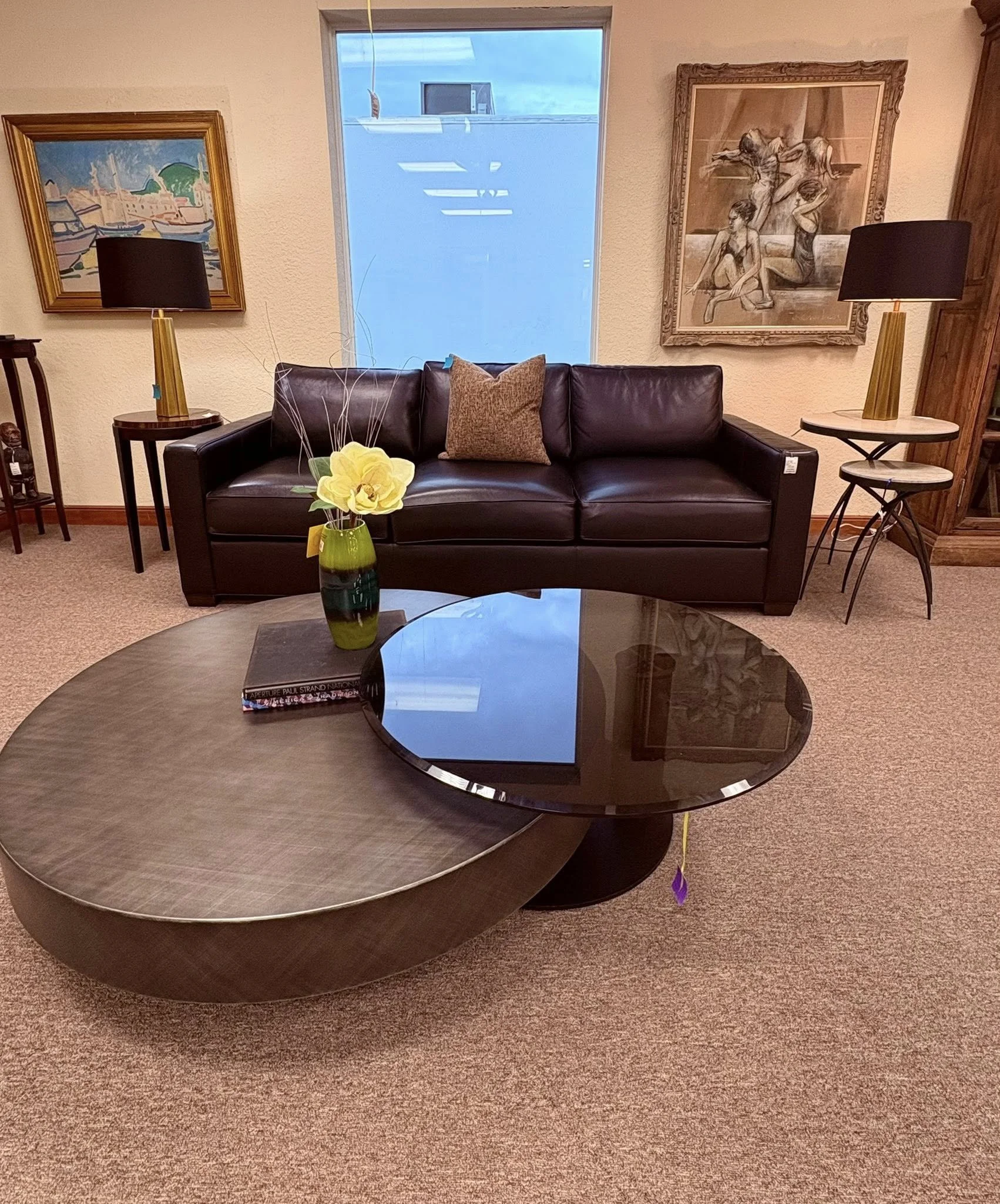 Ethan Allen Black Leather Sofa