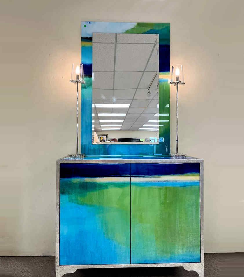 Colorful Cabinet &amp; Mirror
