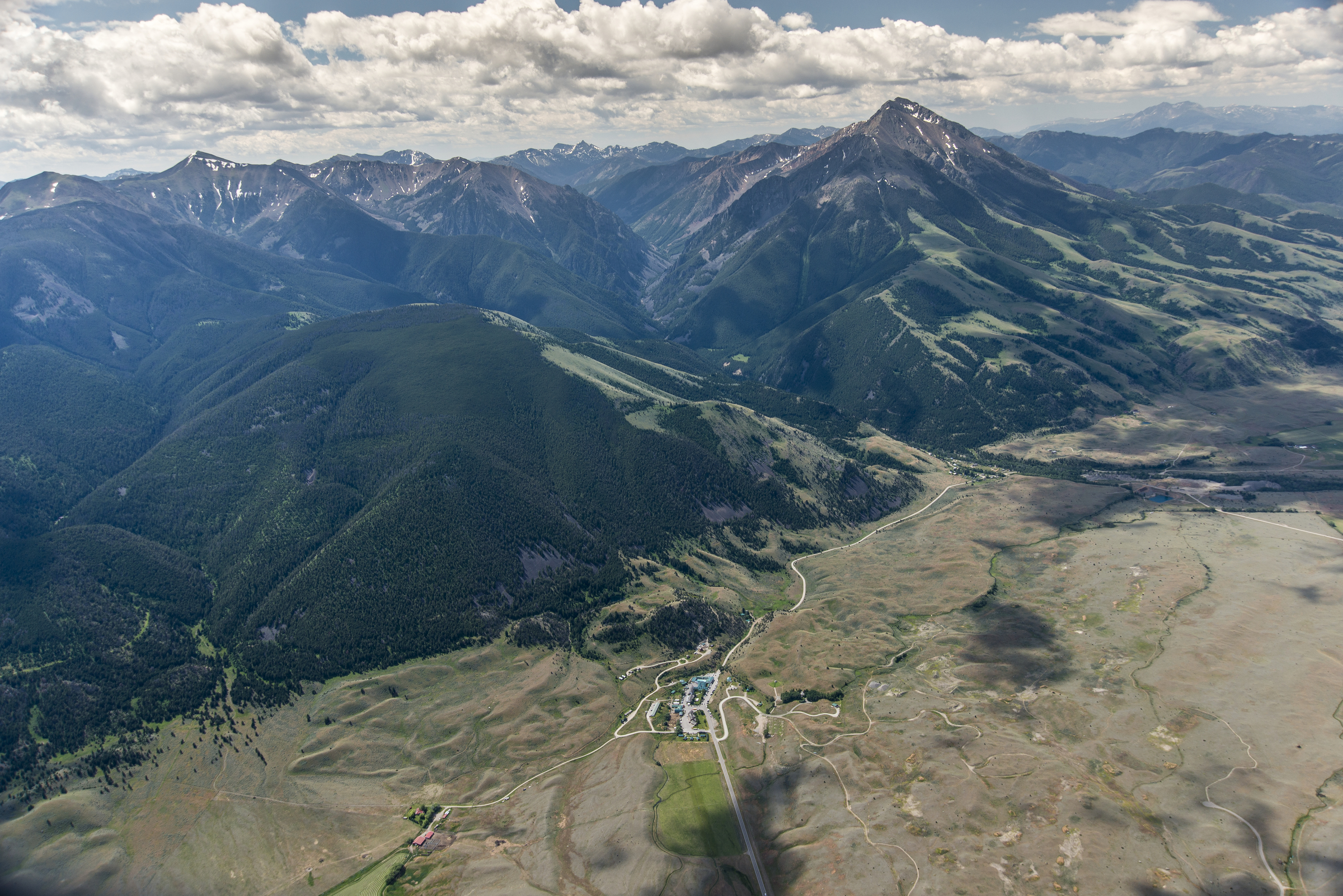 A Canadian mining company is proposing to explore for gold in Emigrant Gulch (the narrow valley to the left of Emigrant Peak - the pointy mountain to the right). Business owners in Montana's Paradise Valley are banding together to demand a timeout on risky gold mines. (Photo William Campbell.)