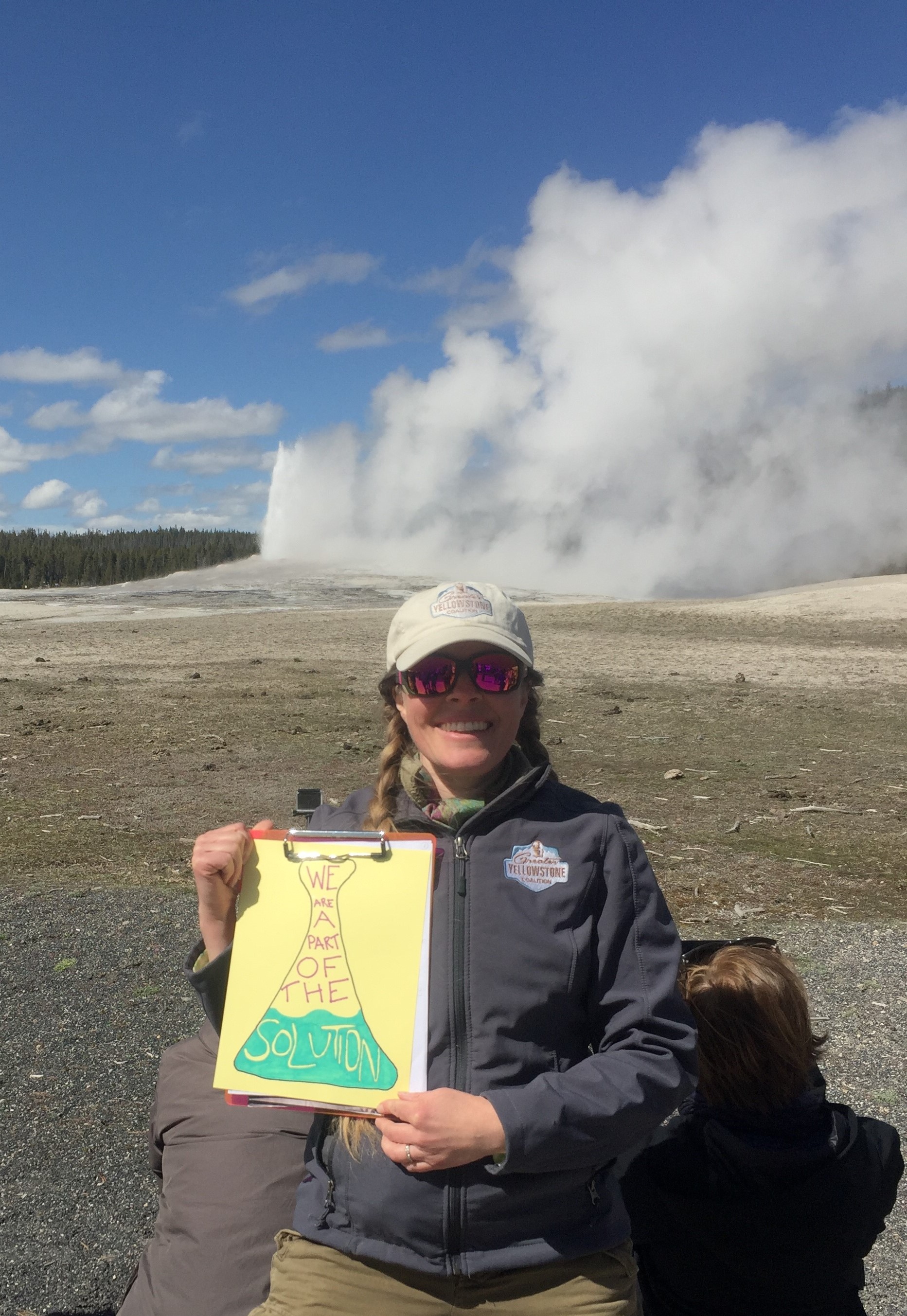 Jenny at Old Faithful on Saturday. (Photo courtesy Matt Hall.)