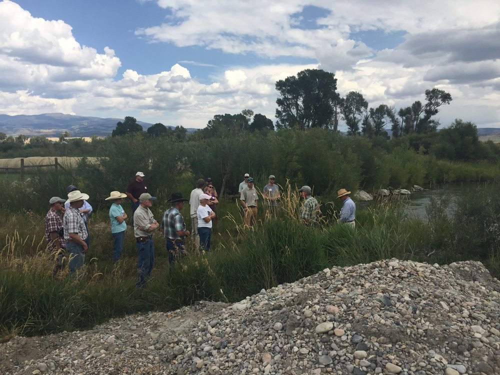 A group tours Clear Creek in the Ruby Valley to learn about the importance of riverbanks back in 2017. (Photo GYC.)