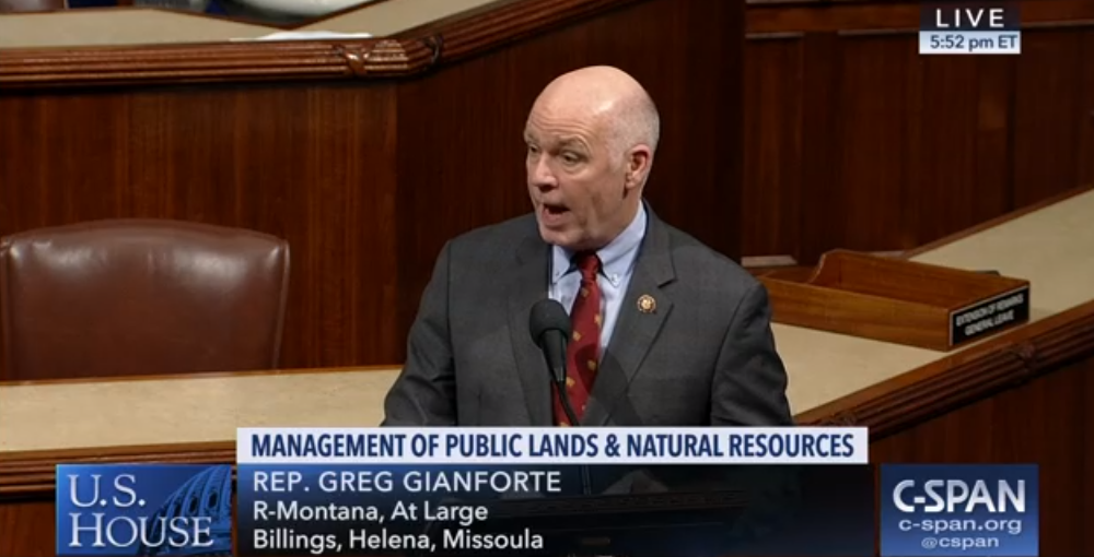 Montana Congressman Greg Gianforte (R-MT) speaks in support of the Yellowstone Gateway Protection Act to the U.S. House of Representatives.