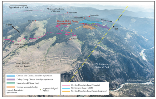 Crevice Mining Group's proposed exploration site is less than a mile from Yellowstone. (Photo Bill Campbell, Graphics GYC.)