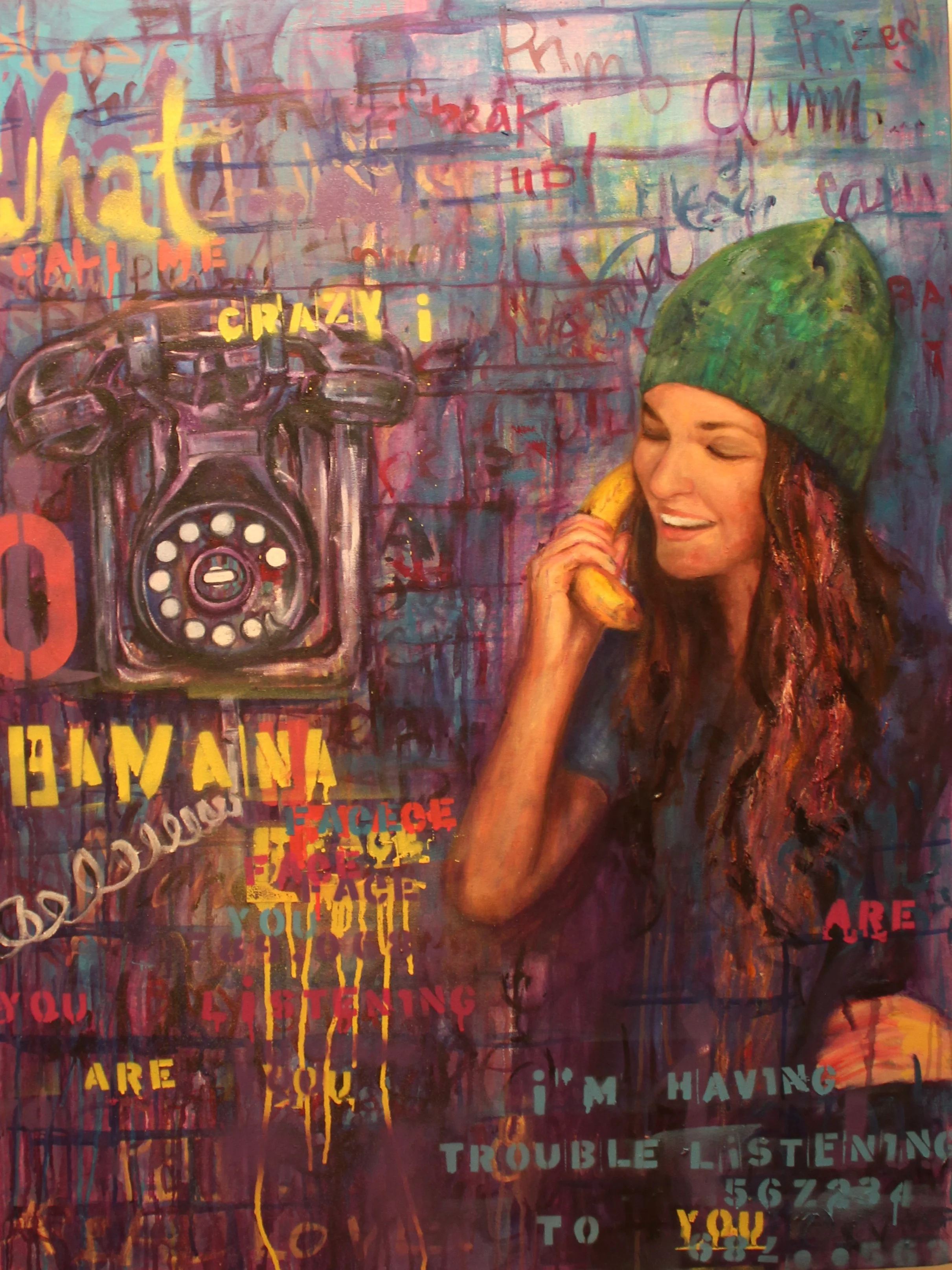 Banana Face; 3'X4'; Acrylic on canvas; 2011.