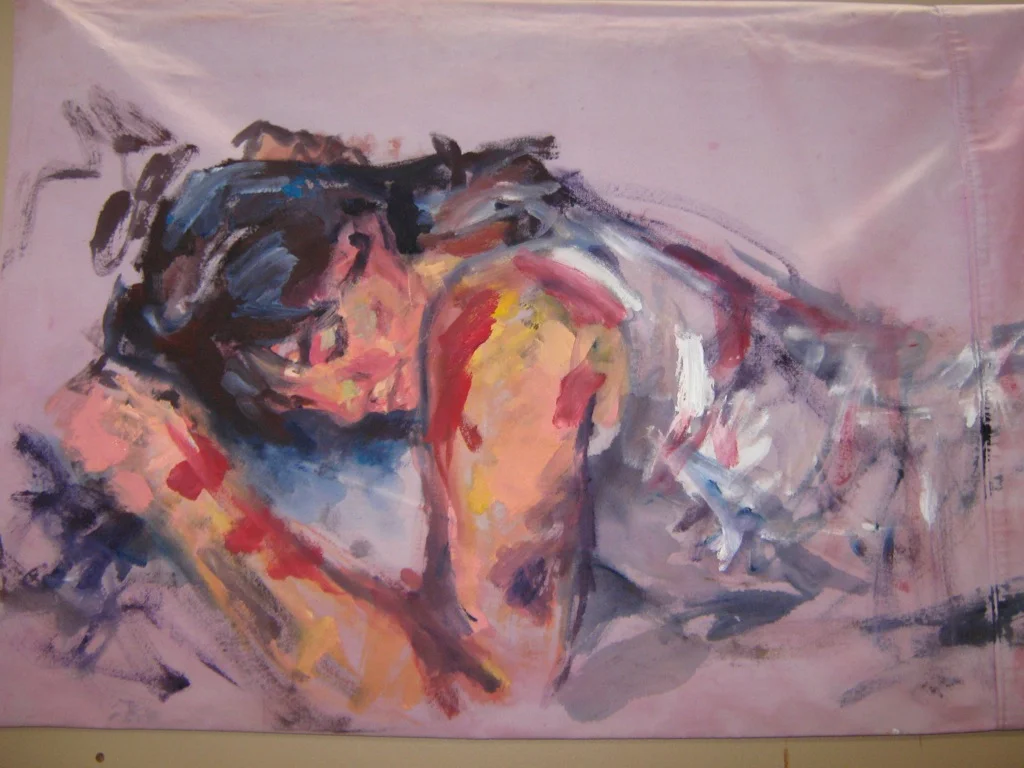 Dreams; Oil on pillow case; 2008.