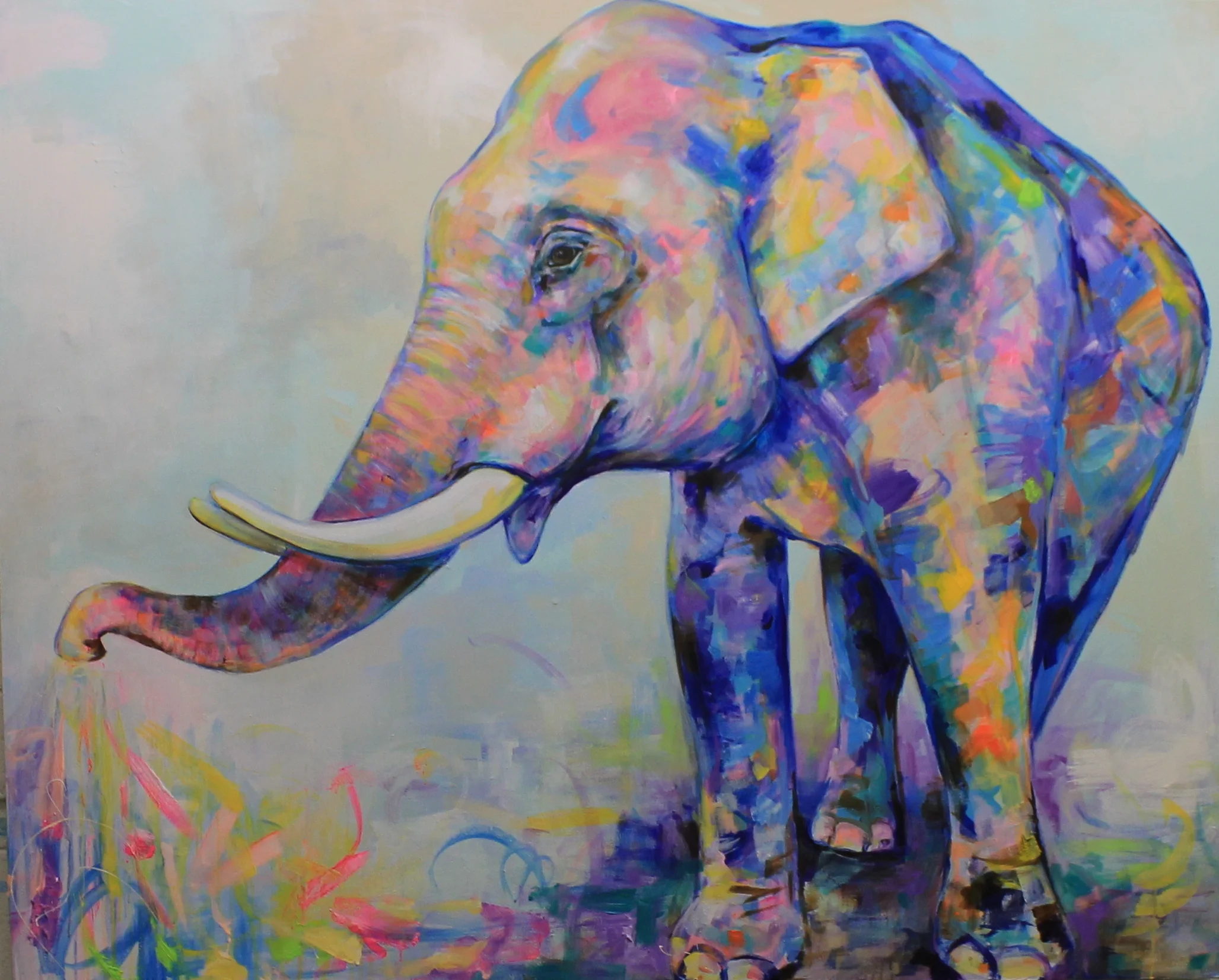 Fluorescentphant; 48"x60": acrylic on canvas