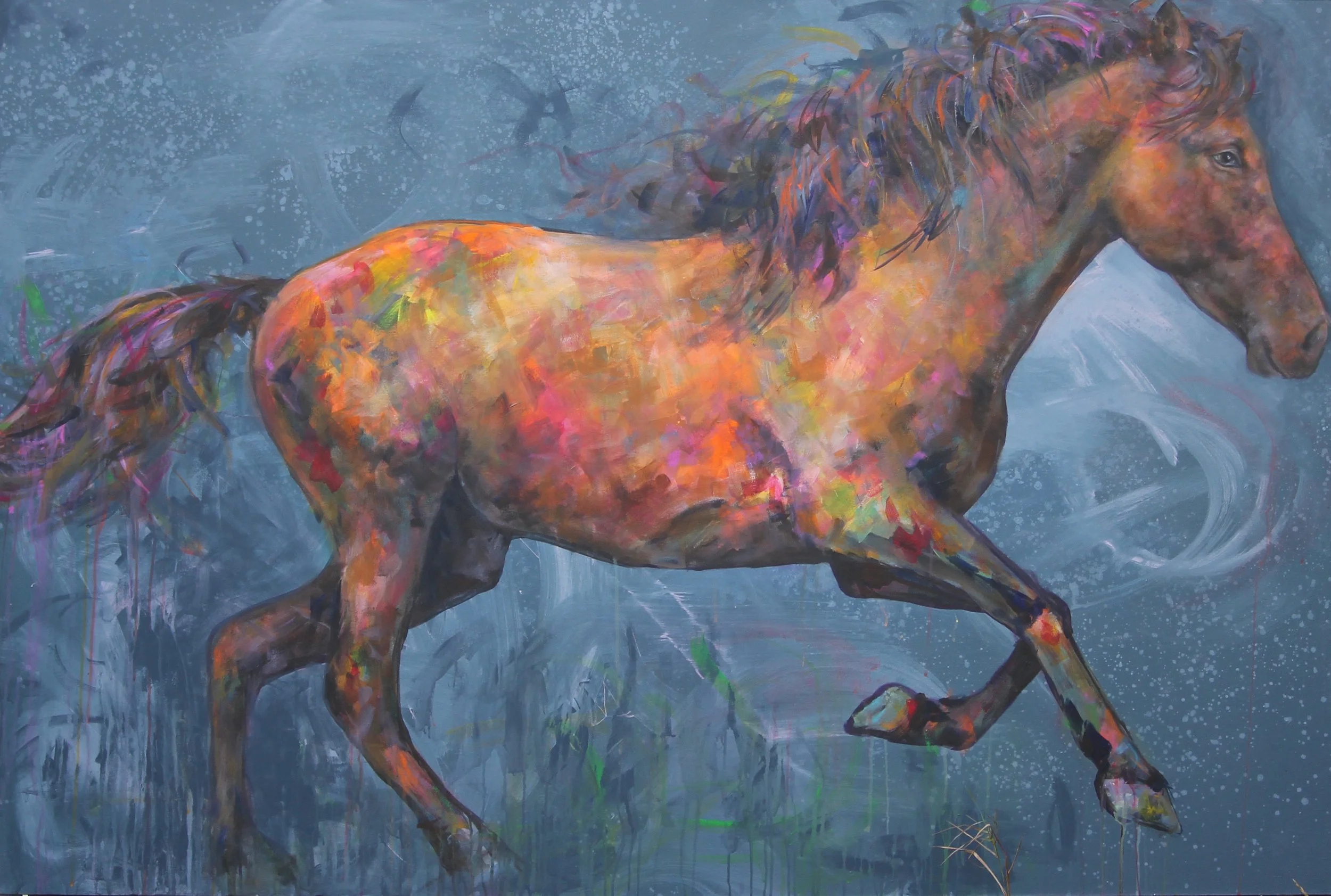 Running in the Night; 48" x 72"; Acrylic on canvas