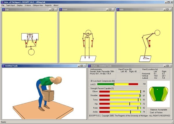 Ergonomics - Assessing tissue load, metabolic demand and risk of various postures and movements