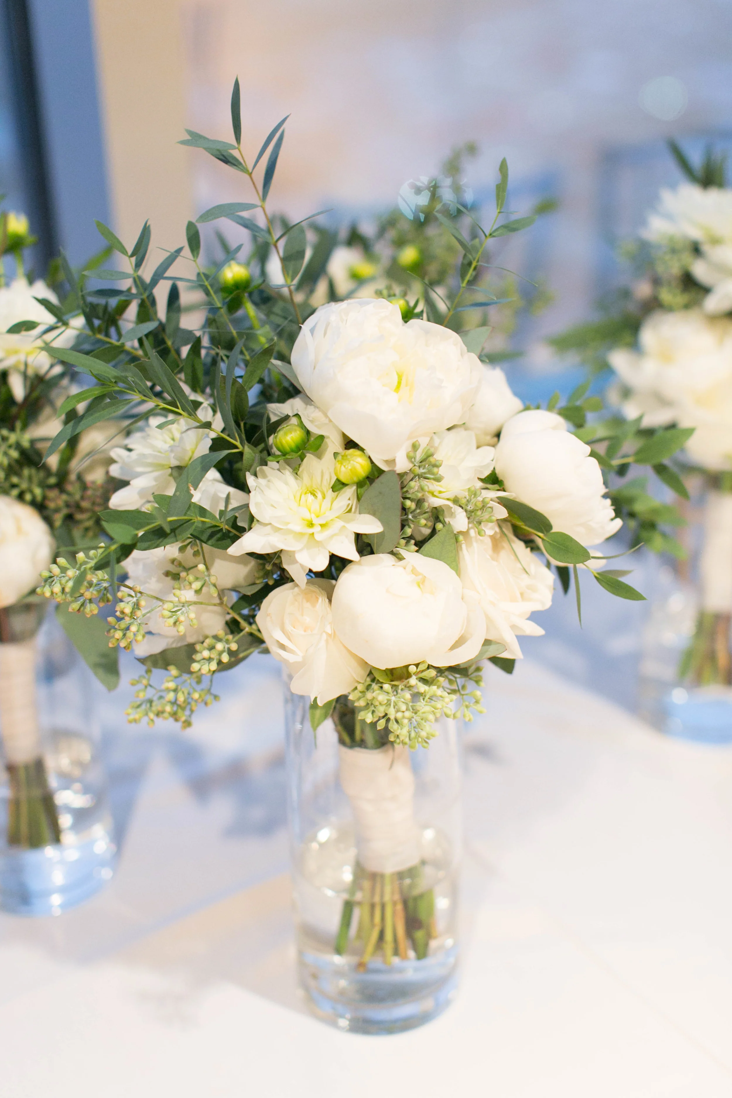 A miracle occurred in December -- there were peonies in bloom and added (as a wonderful surprise) to my bouquet. 