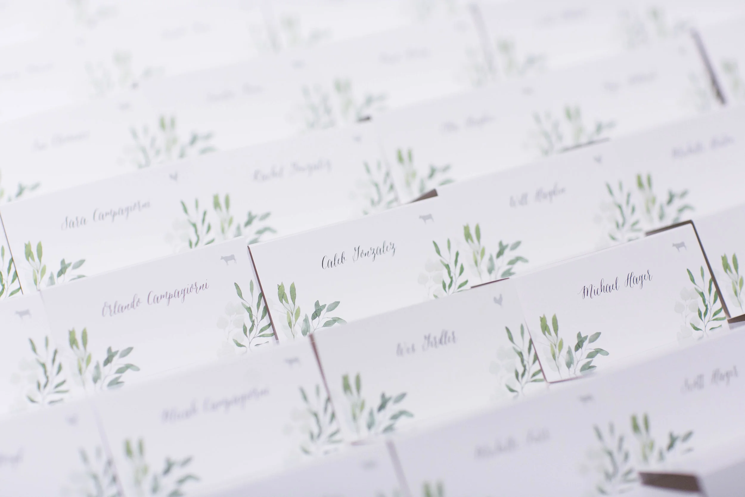 Before going into the banquet hall for dinner, guests grabbed their name cards.