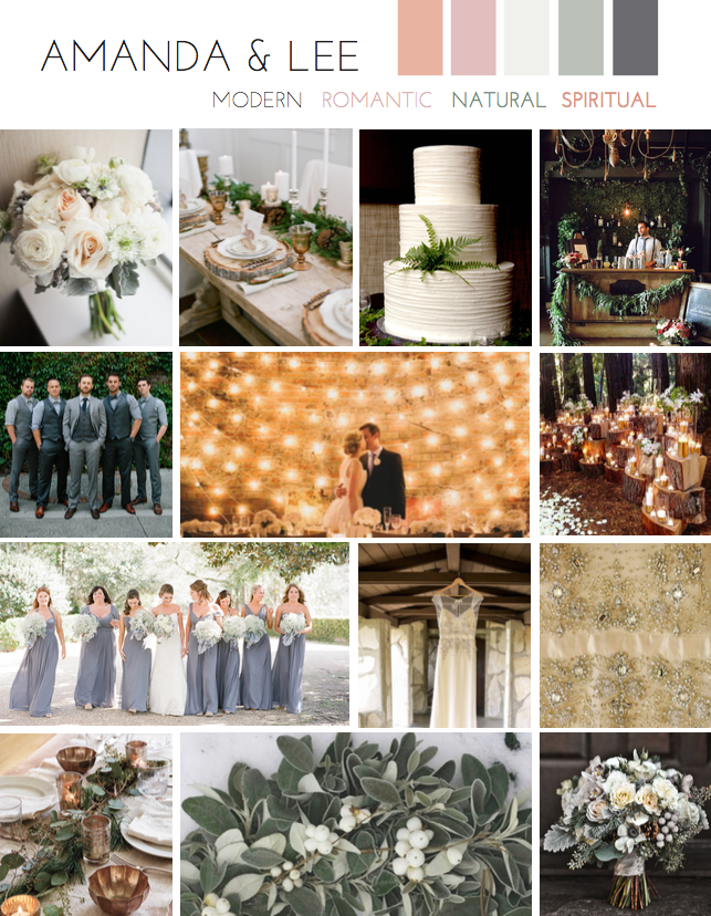 Branding guidelines sheet for the wedding.