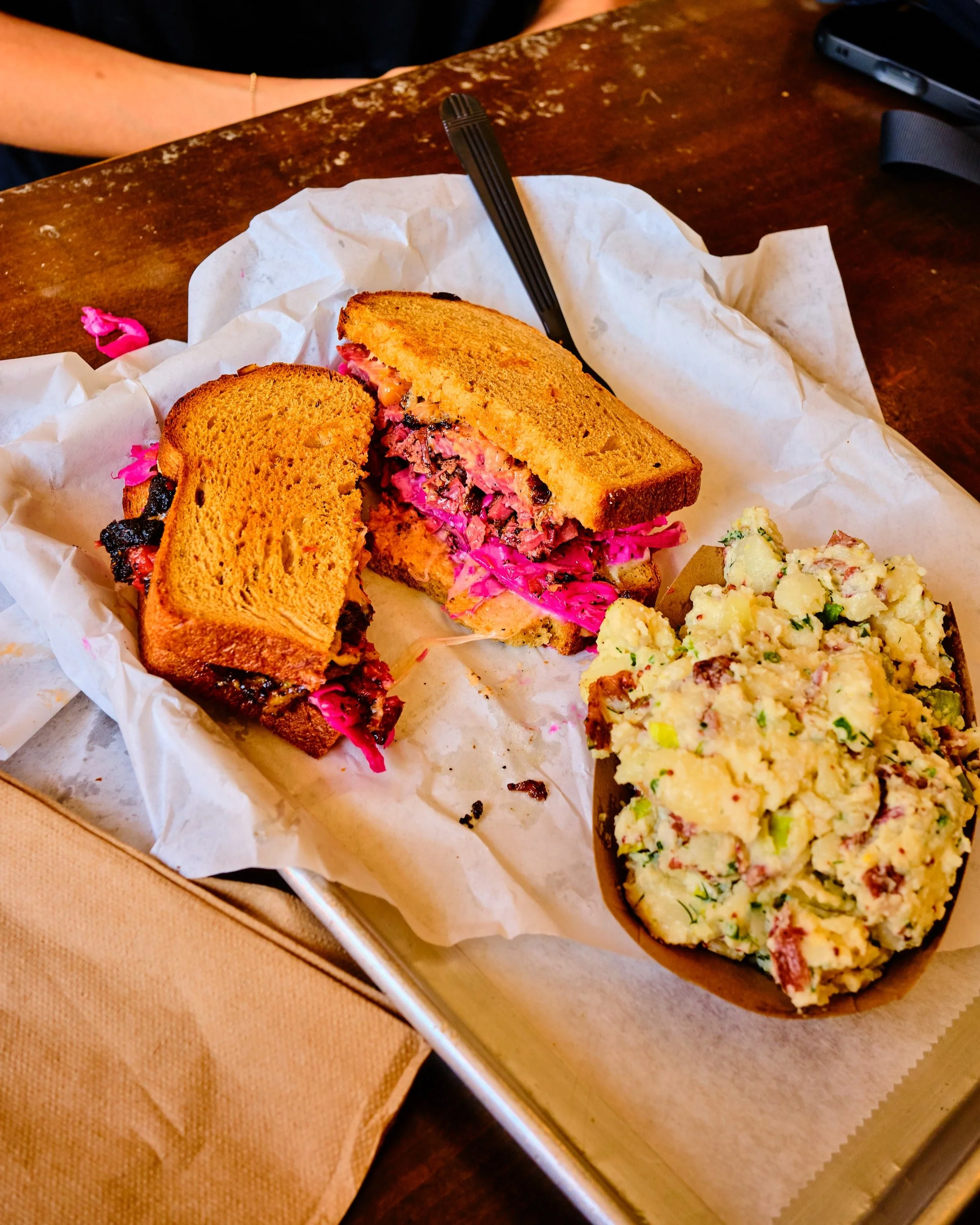 Pastrami Reuben at Larder Delicatessen and Bakery in Cleveland. 6oz pastrami, "special" sauce, Swiss cheese, and sauerkraut on house-made rye bread.

I love putting together my It&rsquo;s Saturday mailer. I woke up, sat on the couch under a
