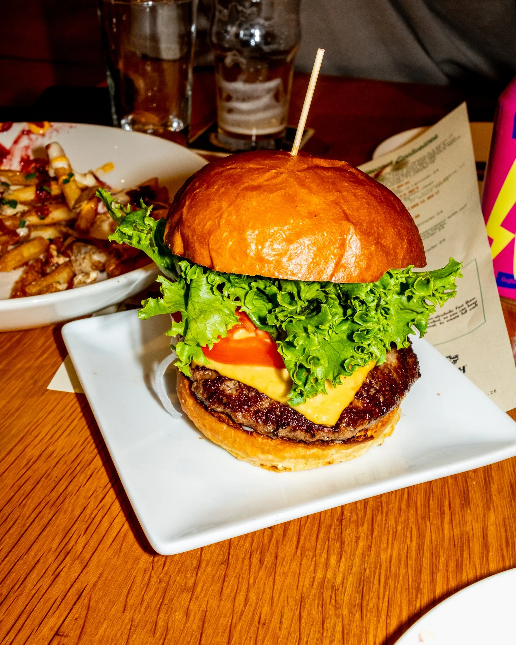 Three recent burgs 🍔 from my log.

Pale Ale Burger at Sierra Nevada Taproom &amp; Restaurant. Niman Ranch grass-fed beef patty, American cheese, lettuce, tomato, onion, Pale Ale sauce, house pickles, potato bun. Fletcher, NC.

Burger at Affogato Gel