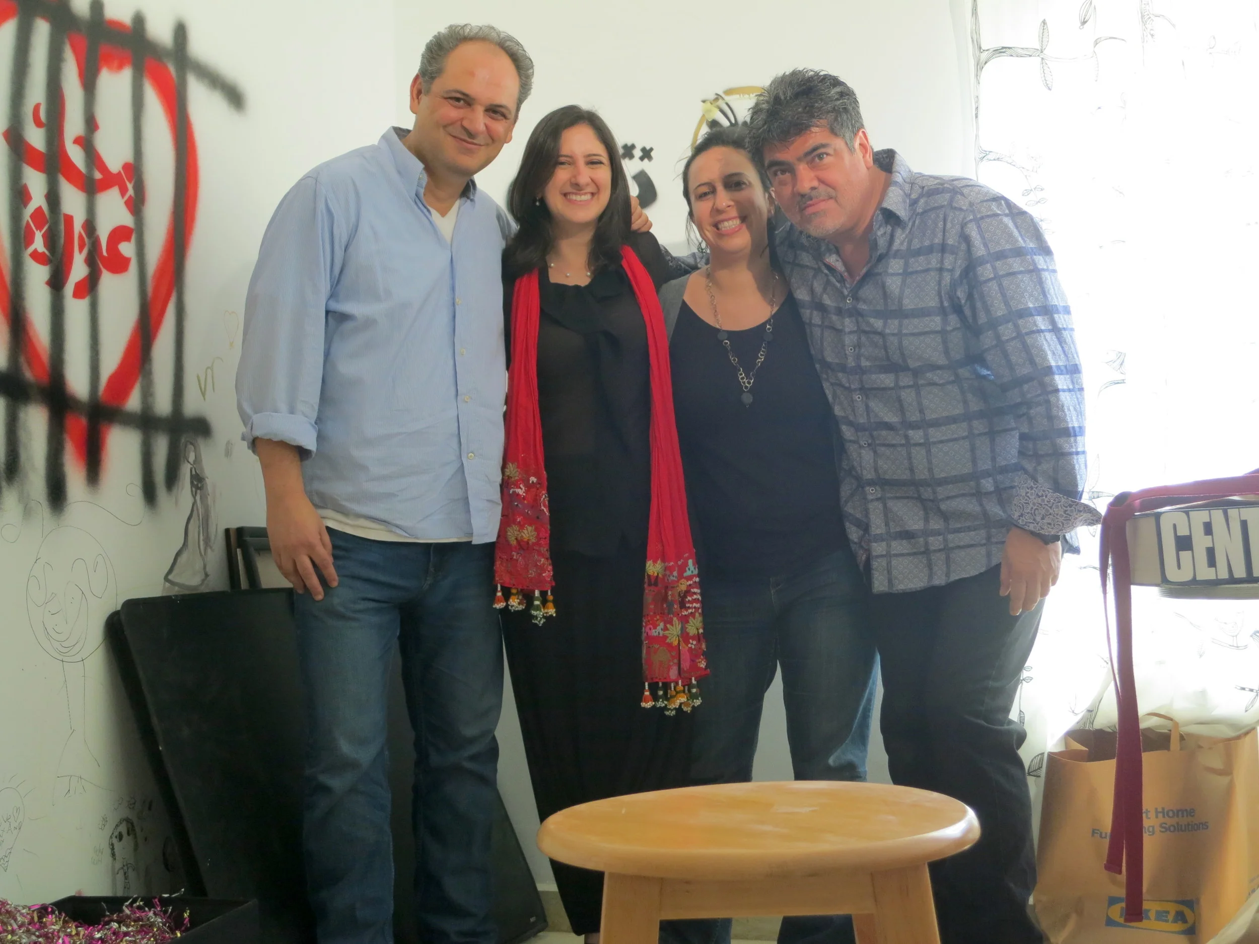  Director&nbsp; Mark Nickolas , artist  Bahia Shehab , co-director&nbsp; Racha Najdi , and&nbsp;cinematographer&nbsp; Oscar Frasser&nbsp; after our interview of&nbsp;Bahia in her 6th of October City studio, outside of Cairo. 