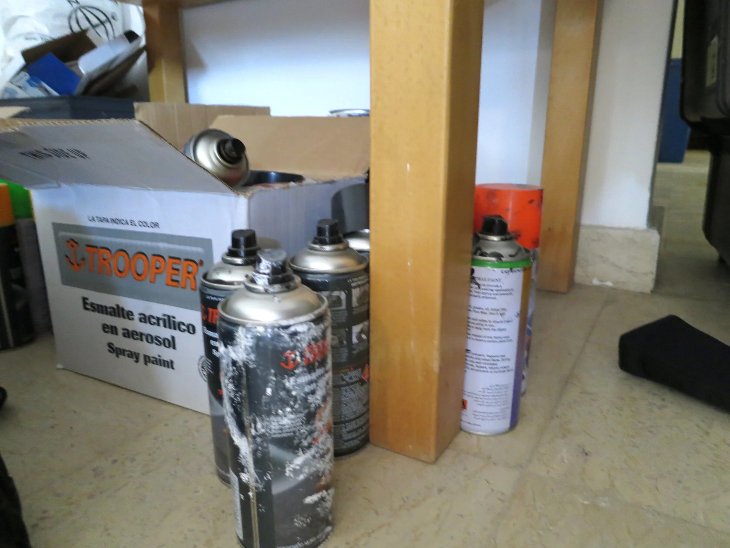  Spray cans in artist&nbsp; Bahia Shehab's &nbsp;studio in 6th of October City, outside of Cairo. 