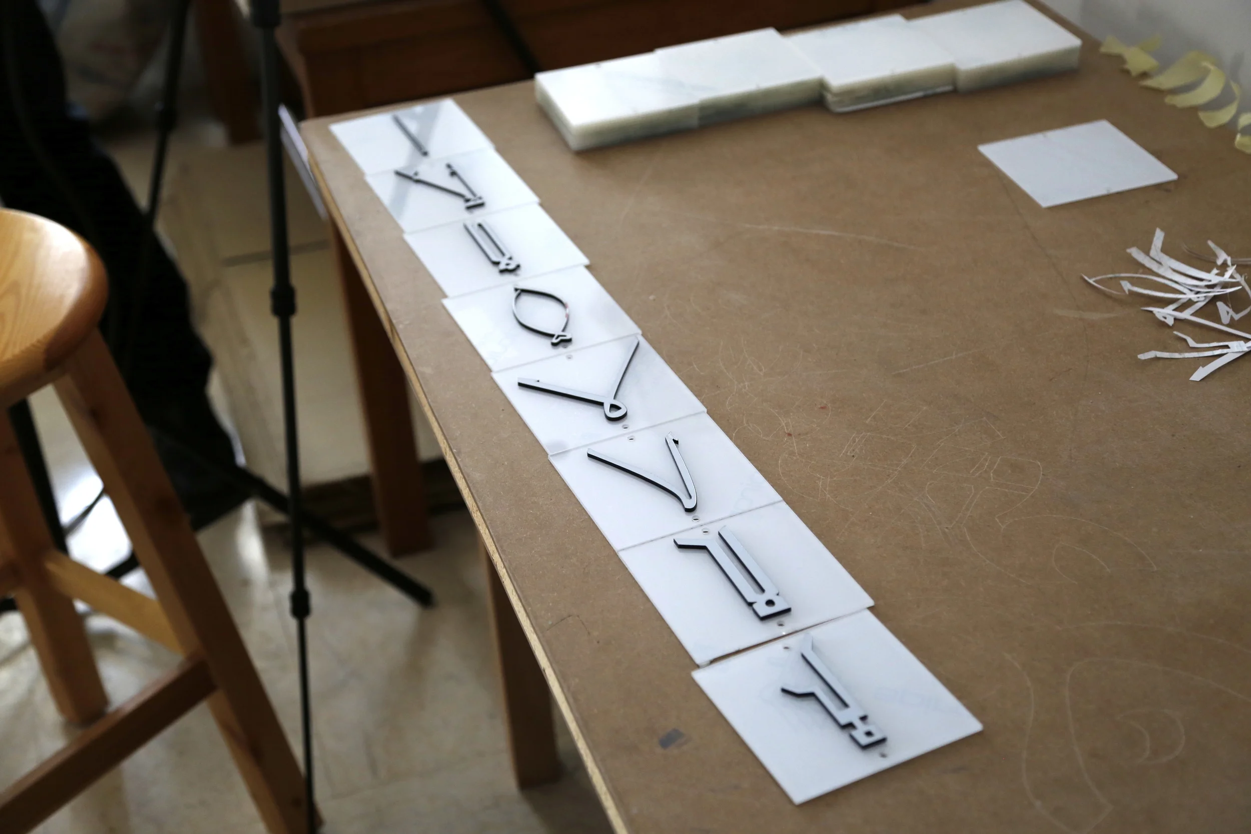  Some of artist&nbsp; Bahia Shehab's &nbsp;original "No" letters. 