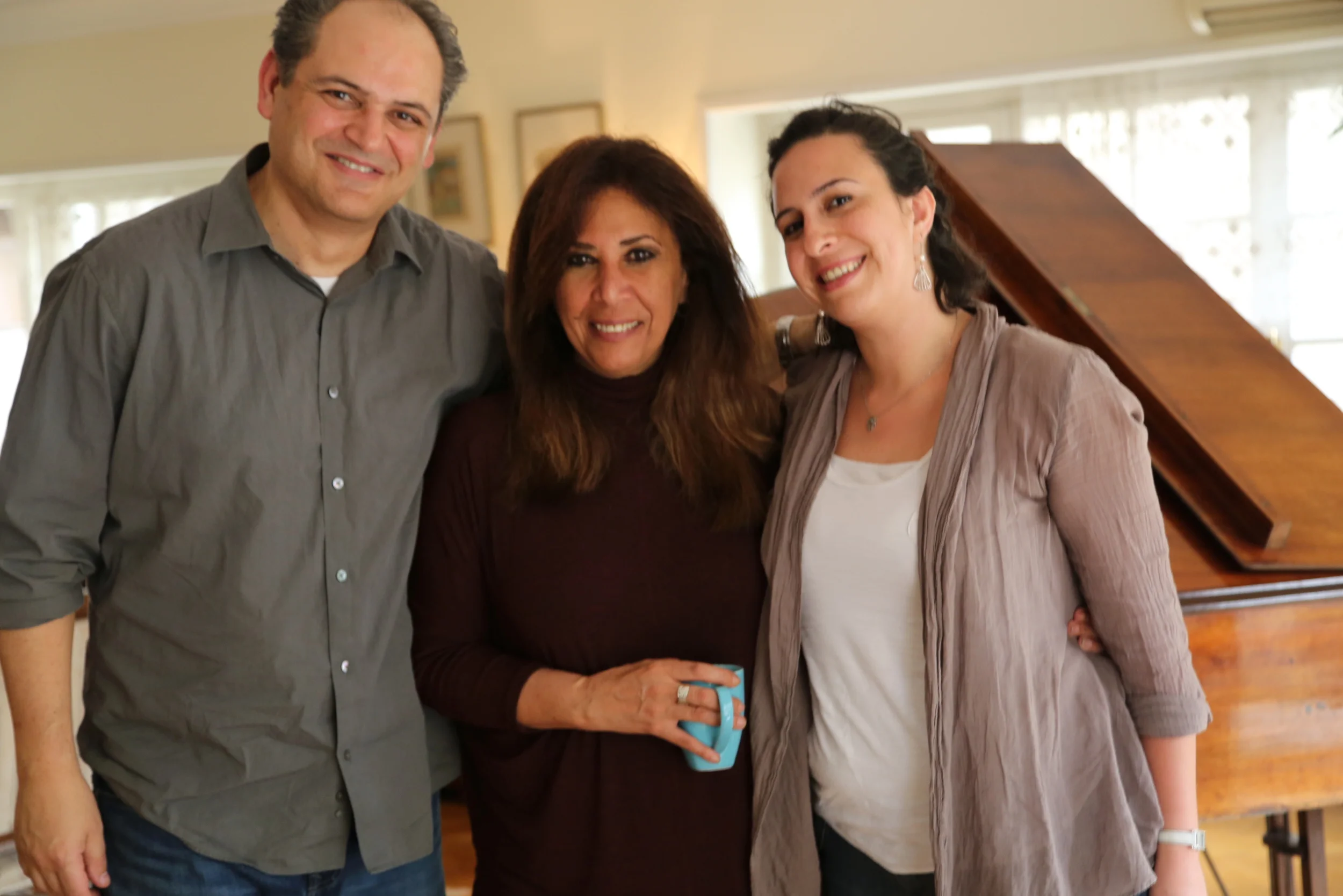  Director  Mark Nickolas , famed Egyptian journalist  Shahira Amin , and co-director  Racha Najdi  after finishing Shahira's interview in her Maadi (Cairo) home. 