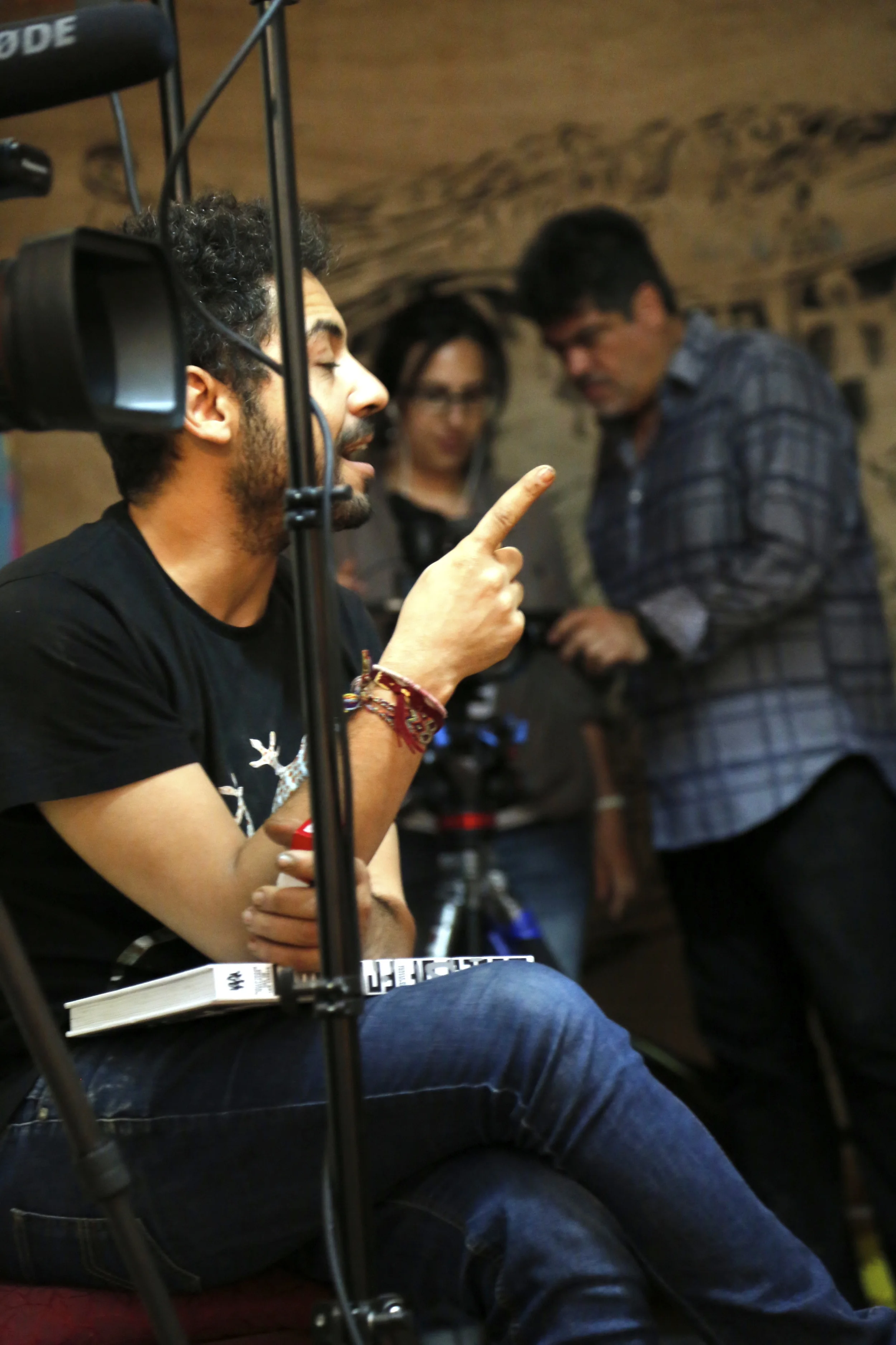  Artist  Ammar Abo Bakr  conducting a portion of  Salma Samy's  interview, himself. 