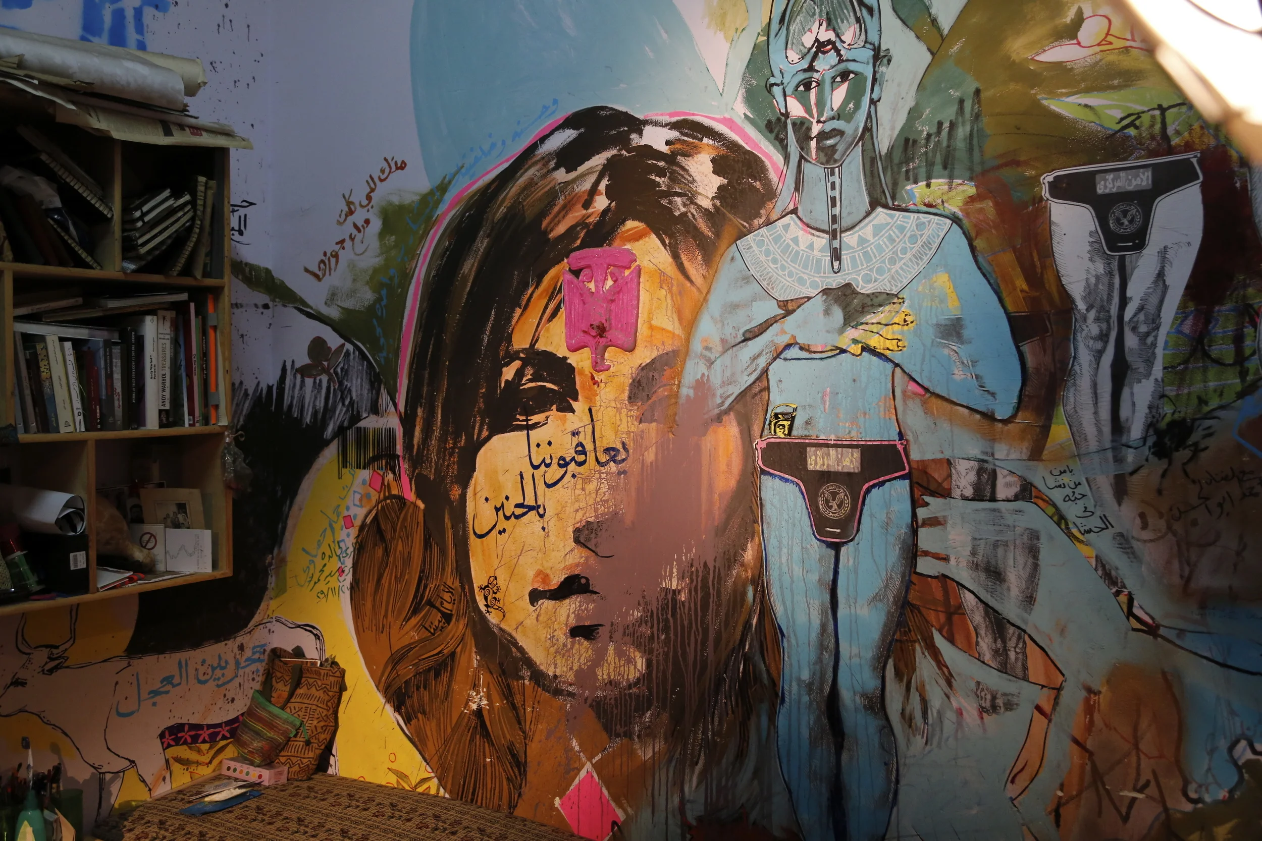  Inside artist &nbsp;Ammar Abo Bakr's &nbsp;studio/apartment in Cairo. 