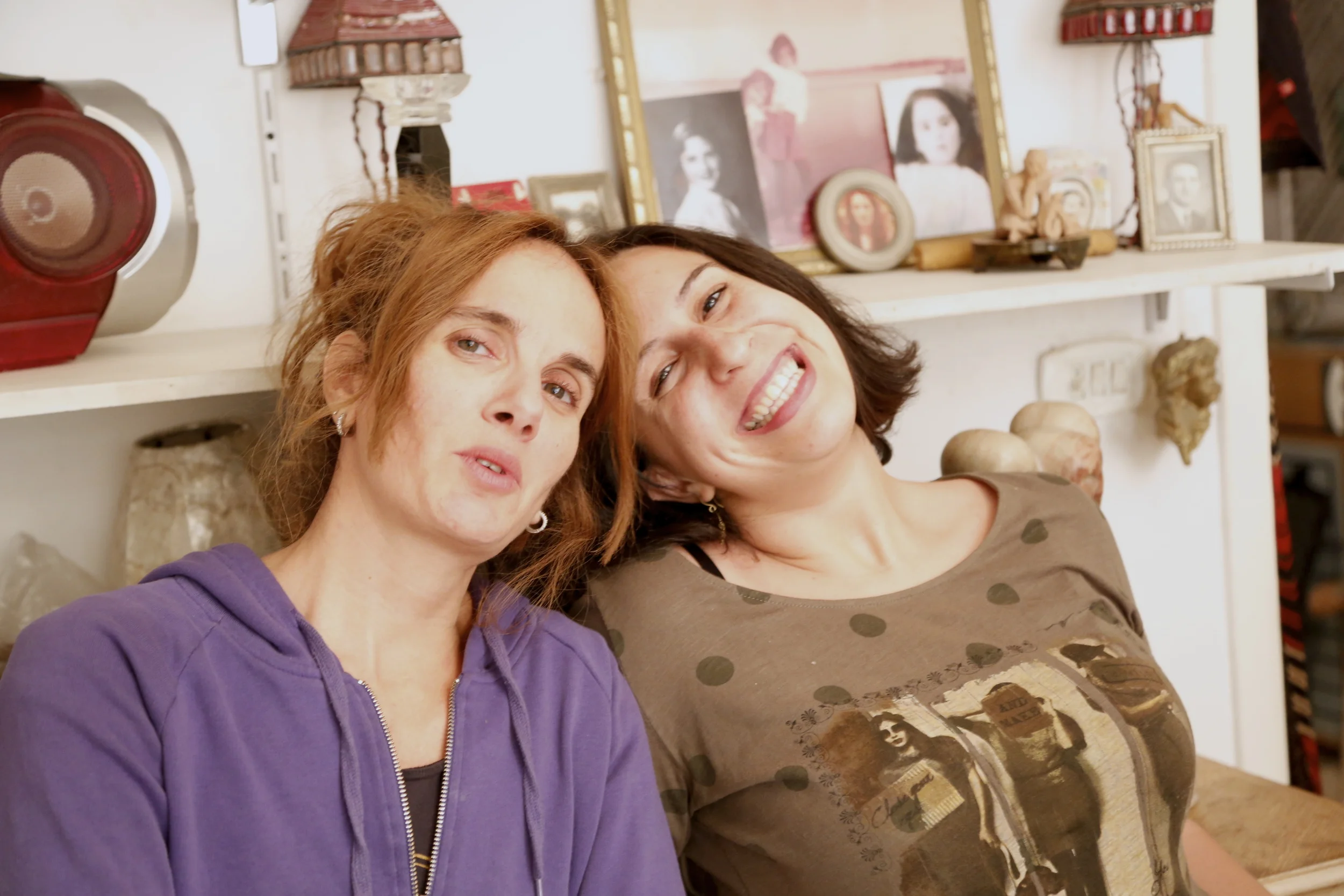  Artist  Mira Shihadeh  and co-director  Racha Najdi  after wrapping-up Mira's interview in her Cairo apartment on Zamalek island. 