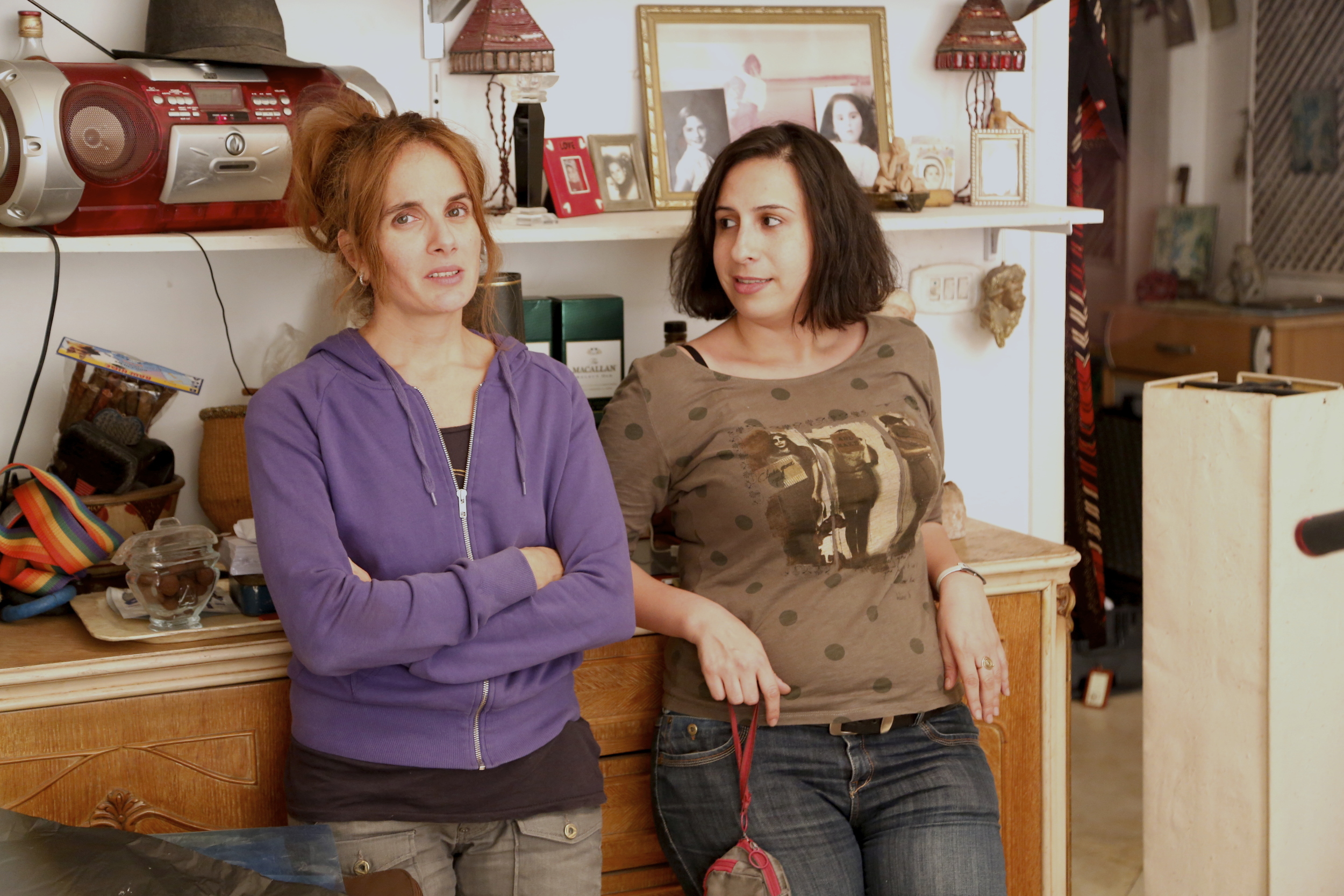  Artist&nbsp; Mira Shihadeh &nbsp;and co-director&nbsp; Racha Najdi &nbsp;after wrapping-up Mira's interview in her Cairo apartment on Zamalek island. 