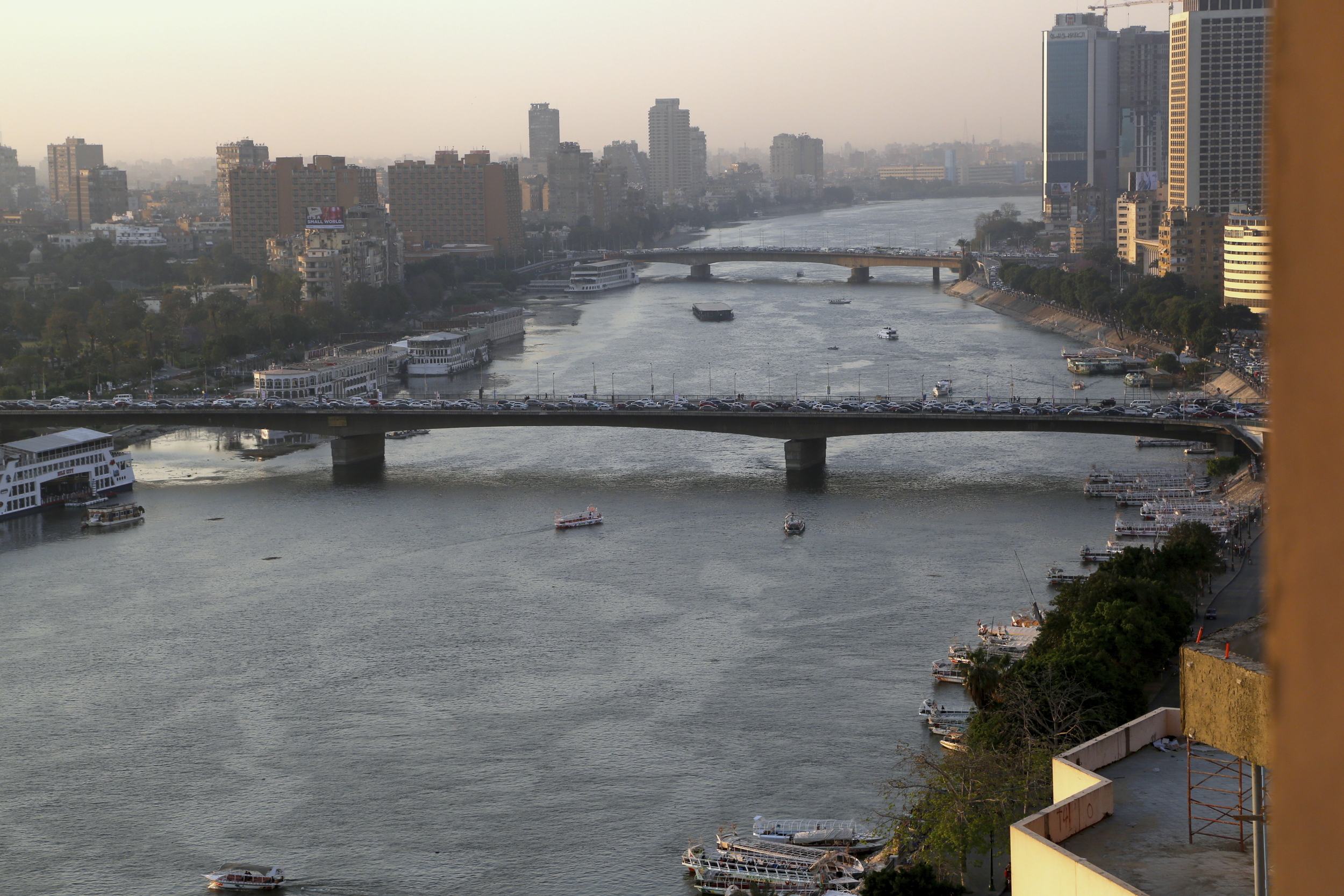  The River Nile from director  Mark Nickolas'  24th floor hotel balcony at the Intercontinental Semiramis in downtown Cairo. 